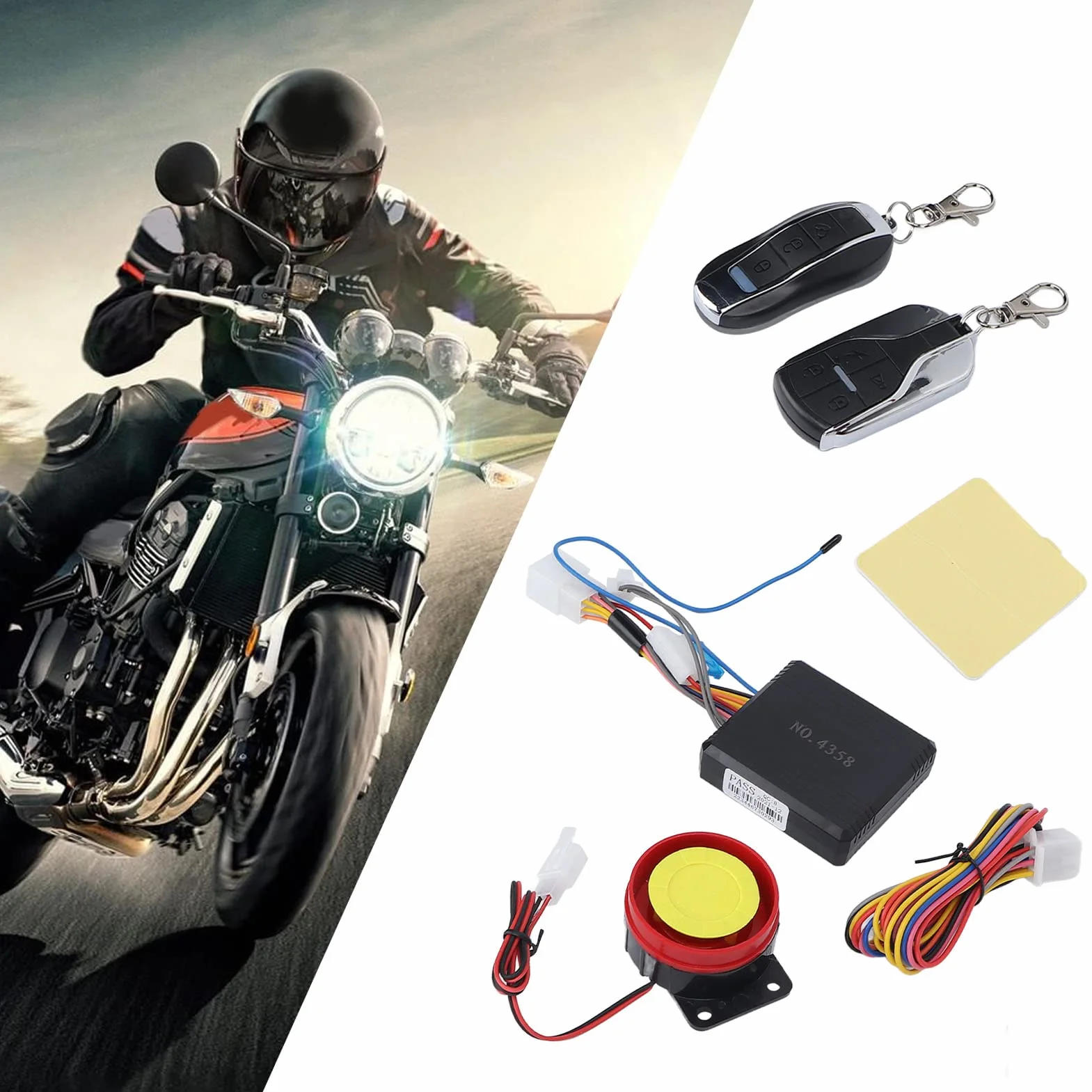 Motocyklowy system alarmowy, uniwersalny system bezpieczeństwa 12 V, wodoodporny jednokierunkowy pilot zdalnego sterowania, system alarmowy antykradzieżowy do motocykli