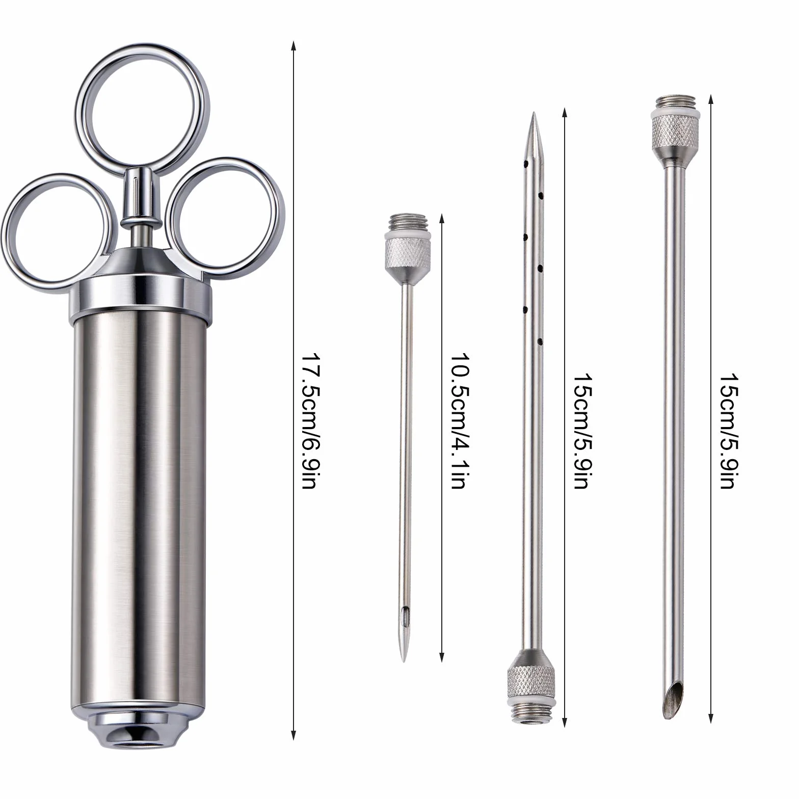 Extsud Seringue à Marinade 60ml en Acier Inox 304 Injecteur Alimentaire avec 3 Aiguilles