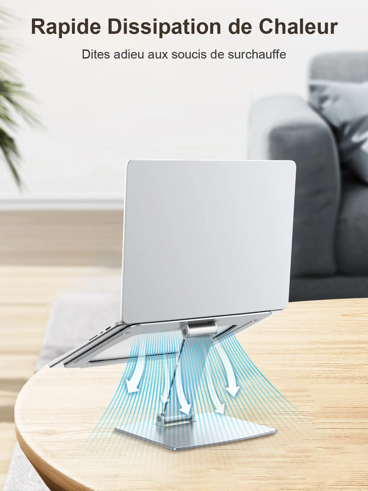 CIRYCASE Support Ordinateur Portable Réglable Aluminium, Laptop Stand Pliable Ergonomique Compatible MacBook Air Pro 10-16"