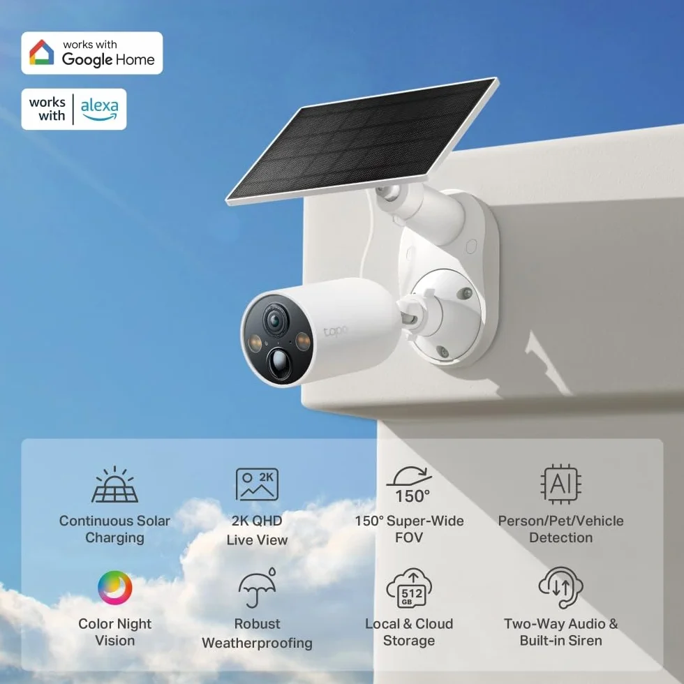 TP-Link Tapo C425 KIT | Kamera zewnętrzna 2K QHD z baterią + stacja H200 | Pełnokolorowy obraz nocny | AI detekcja | Dwukierunkowe audio | Kompatybilna z Alexa i Google Home