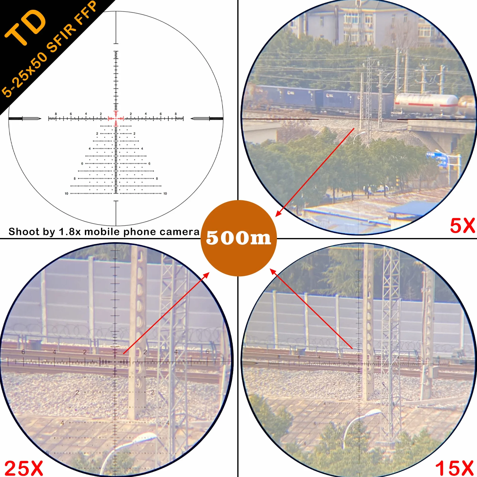 WestHunter Optics TD 5-25 x 50 SFIR FFP long-range, precyzyjna luneta celowa, czerwone oświetlenie, pierwsza płaszczyzna obrazu, rura środkowa 30 mm, taktyczna optyka 1/10 MIL do strzelania na