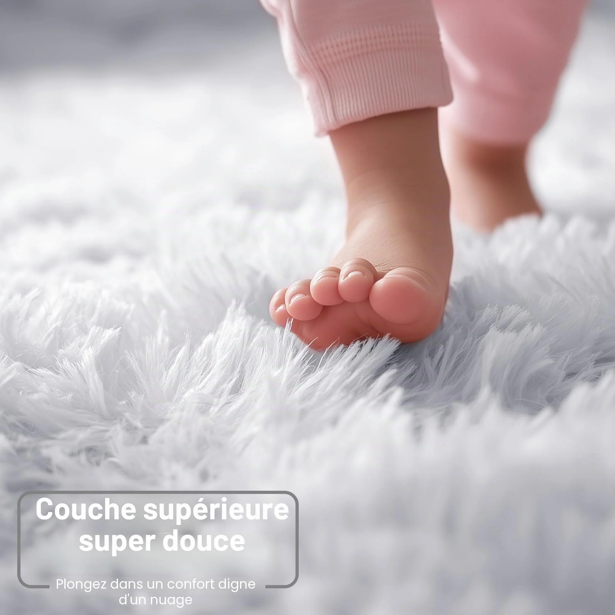 Tapis Rond Moelleux Blanc Chambre à Coucher Peluche Mignon