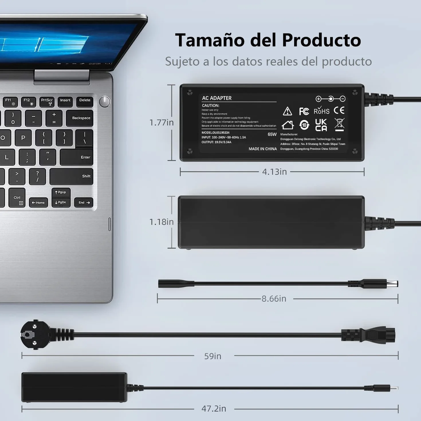 Chargeur Ordinateur Portable Dell 65W HA65NS5-00 19,5V 3,34A Adaptateur Inspiron Latitude Vostro