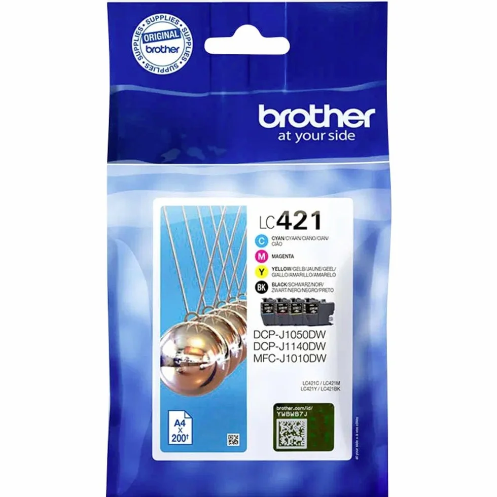 Brother LC421VAL Pack de 4 Cartouches d’Encre Originales Noir Cyan Magenta Jaune