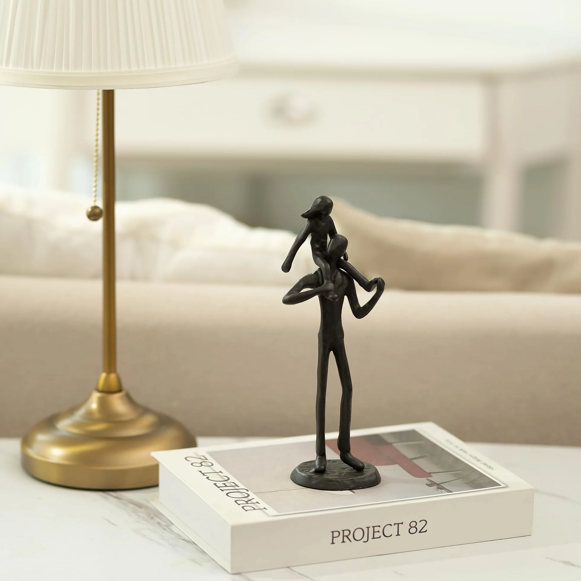 Sziqiqi Figurine en Fer Père-Fille Sculpture Cadeau Fête des Pères Mariage Noël