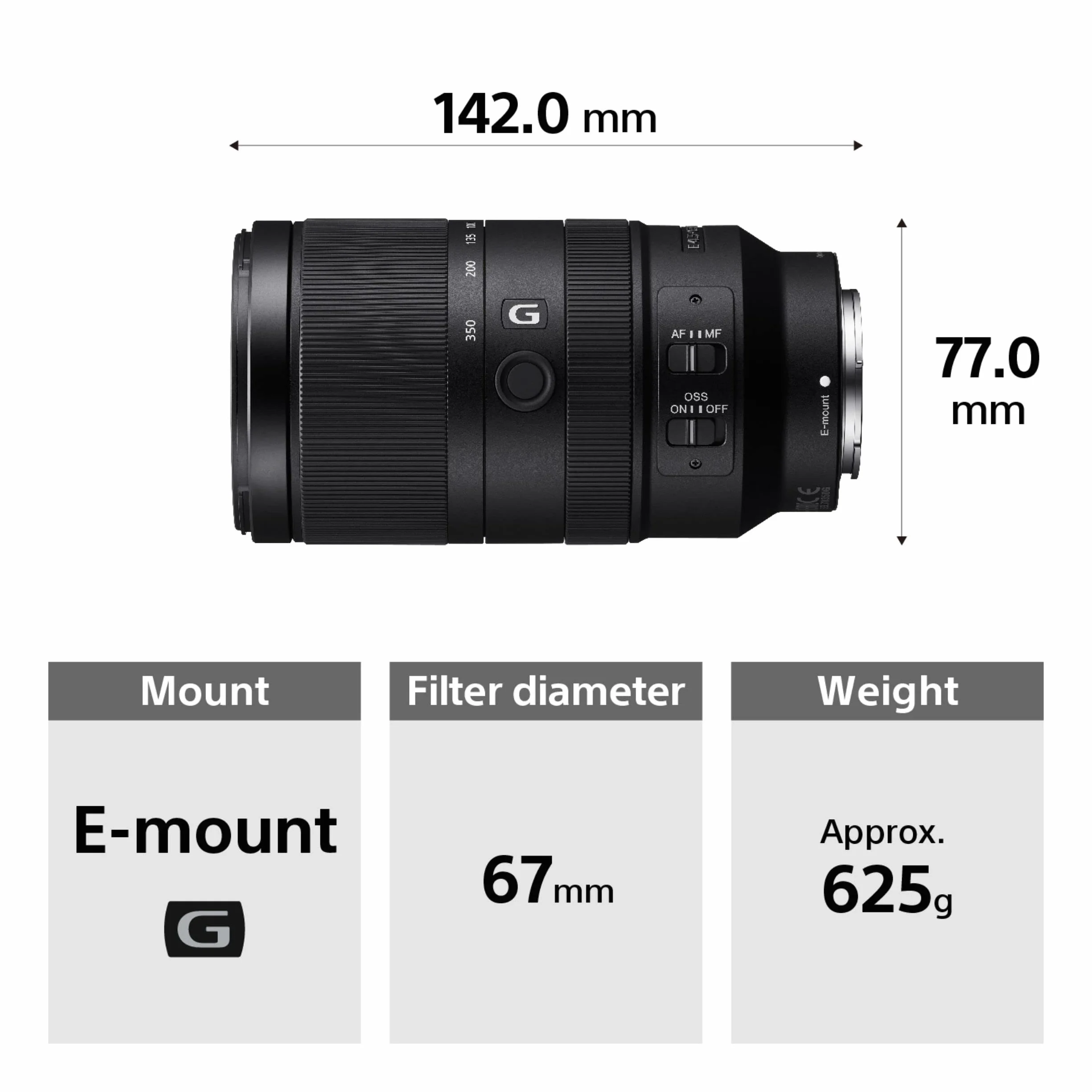 Sony 70–350 mm f/4.5–6.3 G OSS teleobiektyw zmiennoogniskowy APS-C (superzoom do dzikiej przyrody, sportu, portretów i fotografii plenerowej)