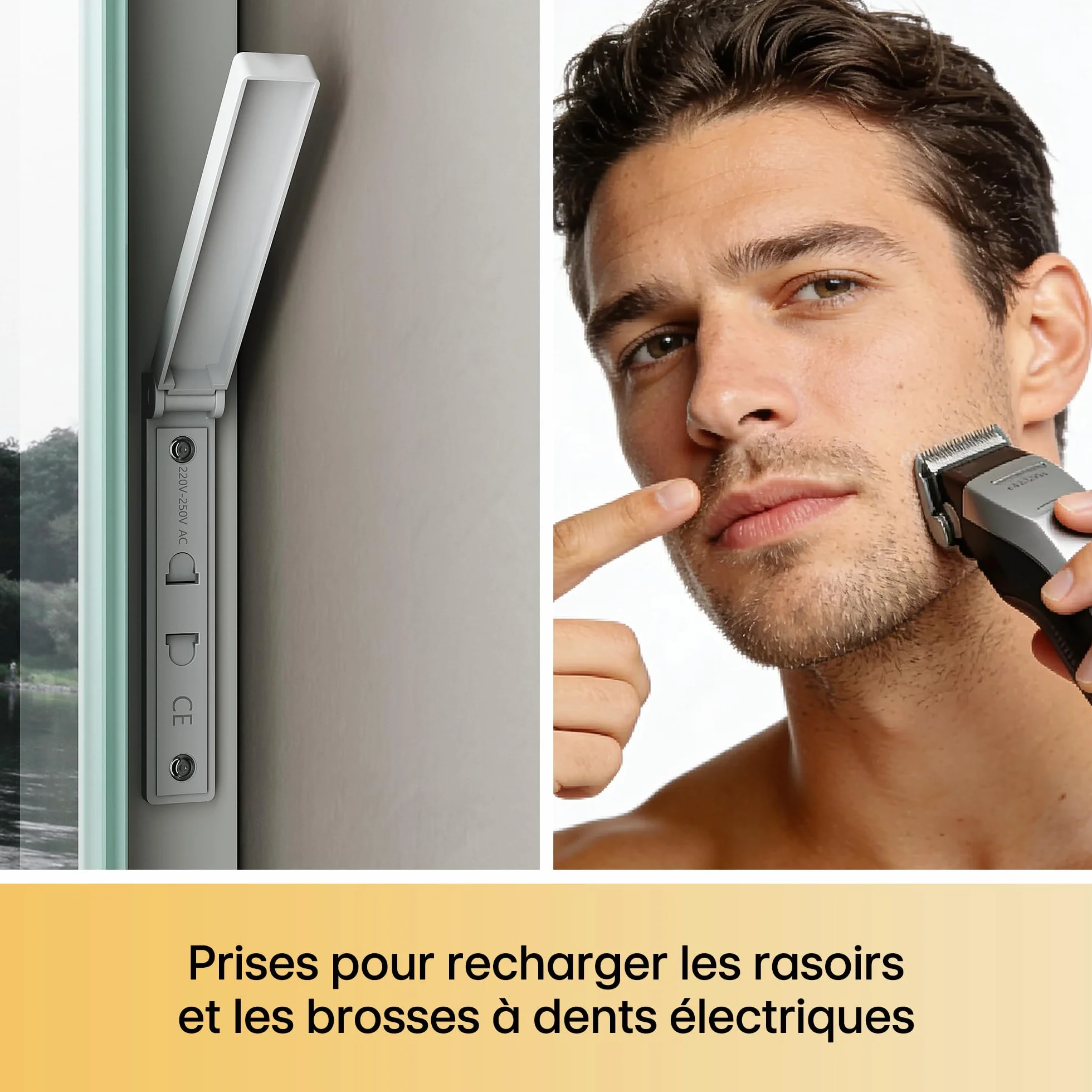 SIRHONA Miroir Salle de Bain avec Eclairage 80x60cm, Anti-buée, 3 Couleurs, Dimmable, Mémoire, Miroir Lumineux Salle de Bain, Douille, Étanche Ip44, Rétroéclairage