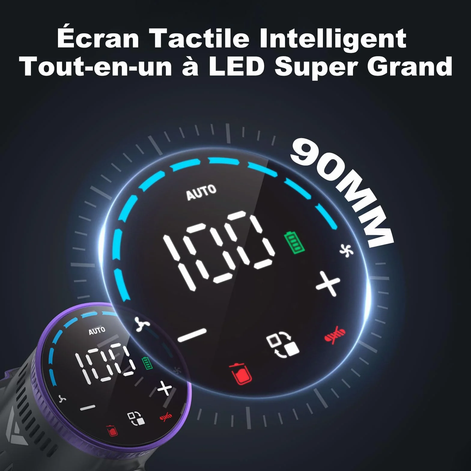 coovy SU7 Aspirateur Balai sans Fil 580W/55Kpa/75Mins, Aspirateur Puissant, Détection Poussière, Écrans Tactiles LED, Brosse Anti-Emmêlement Vacuum Cleaner pour Sols Durs Tapis Voiture