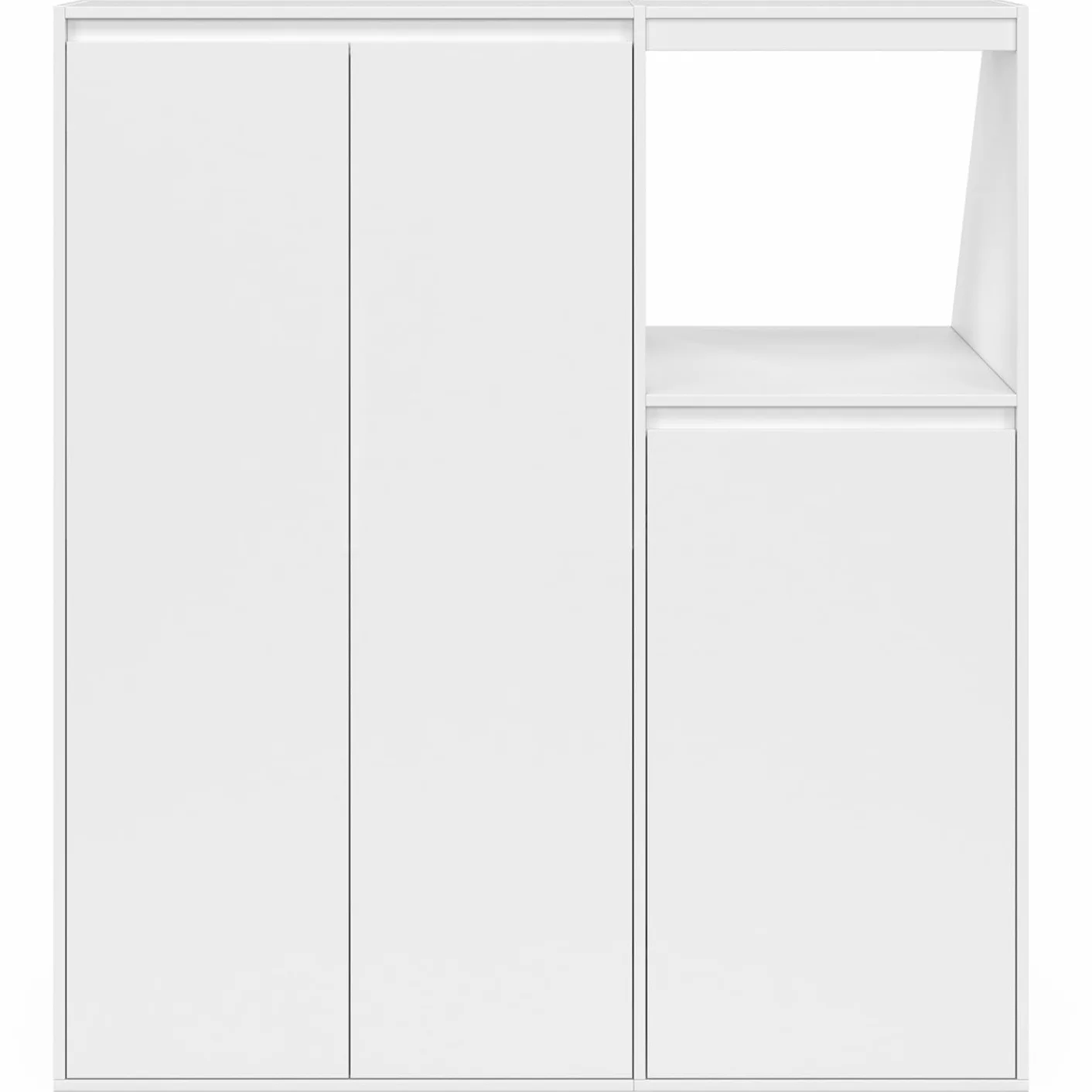 IDMarket - Ensemble armoires sous Pente 2 Portes + 1 Porte et 1 Niche TOMI Blanc