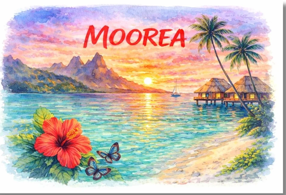 Aimant souvenir Polynésie française Bora Bora Tahiti Moorea Îles tropicales