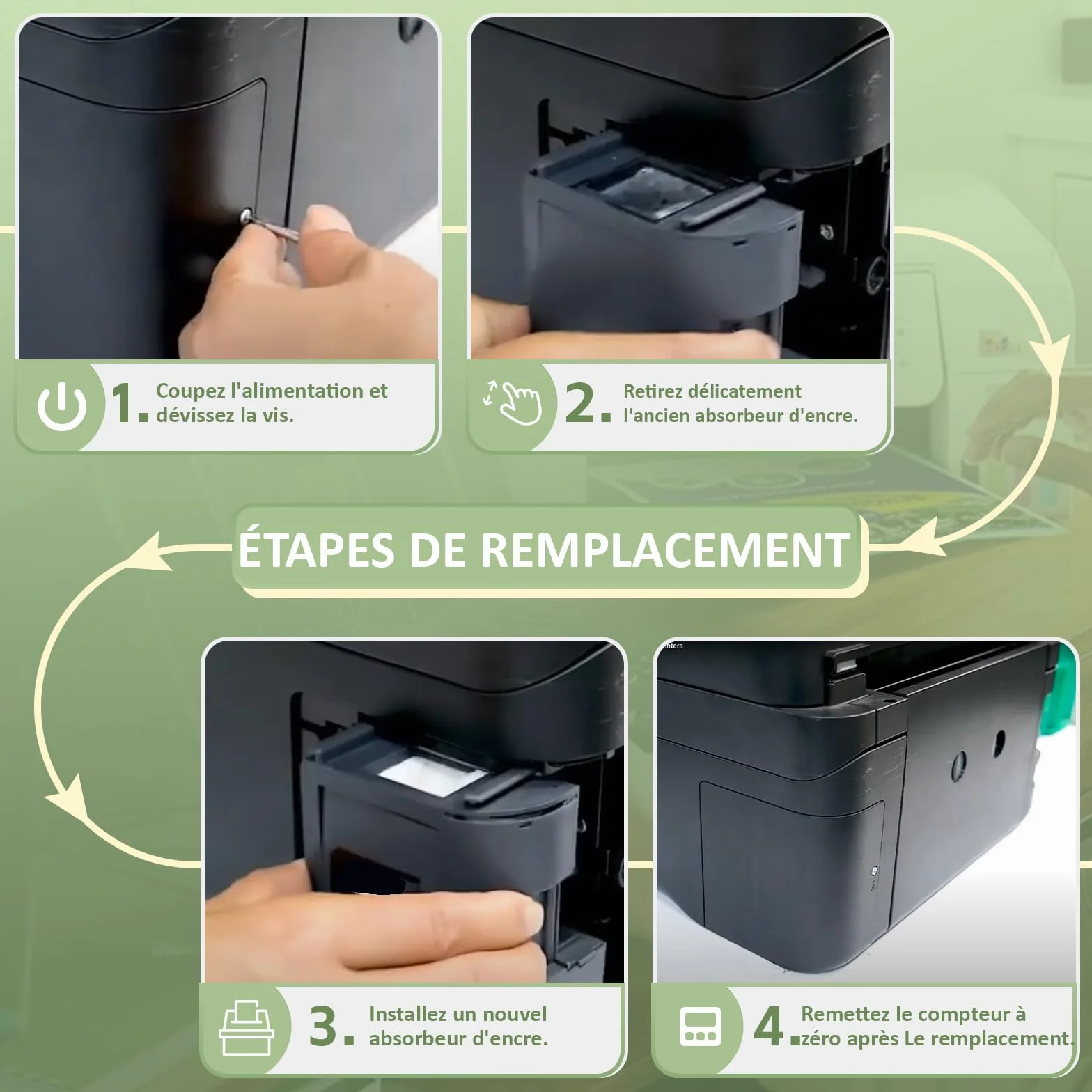 Eponges pour boîte d'entretien Epson ET-2700 ET-2750 ET-2756 ET-2760 ET-2851 ET-2850 ET-2856 ET-3700 ET-3710
