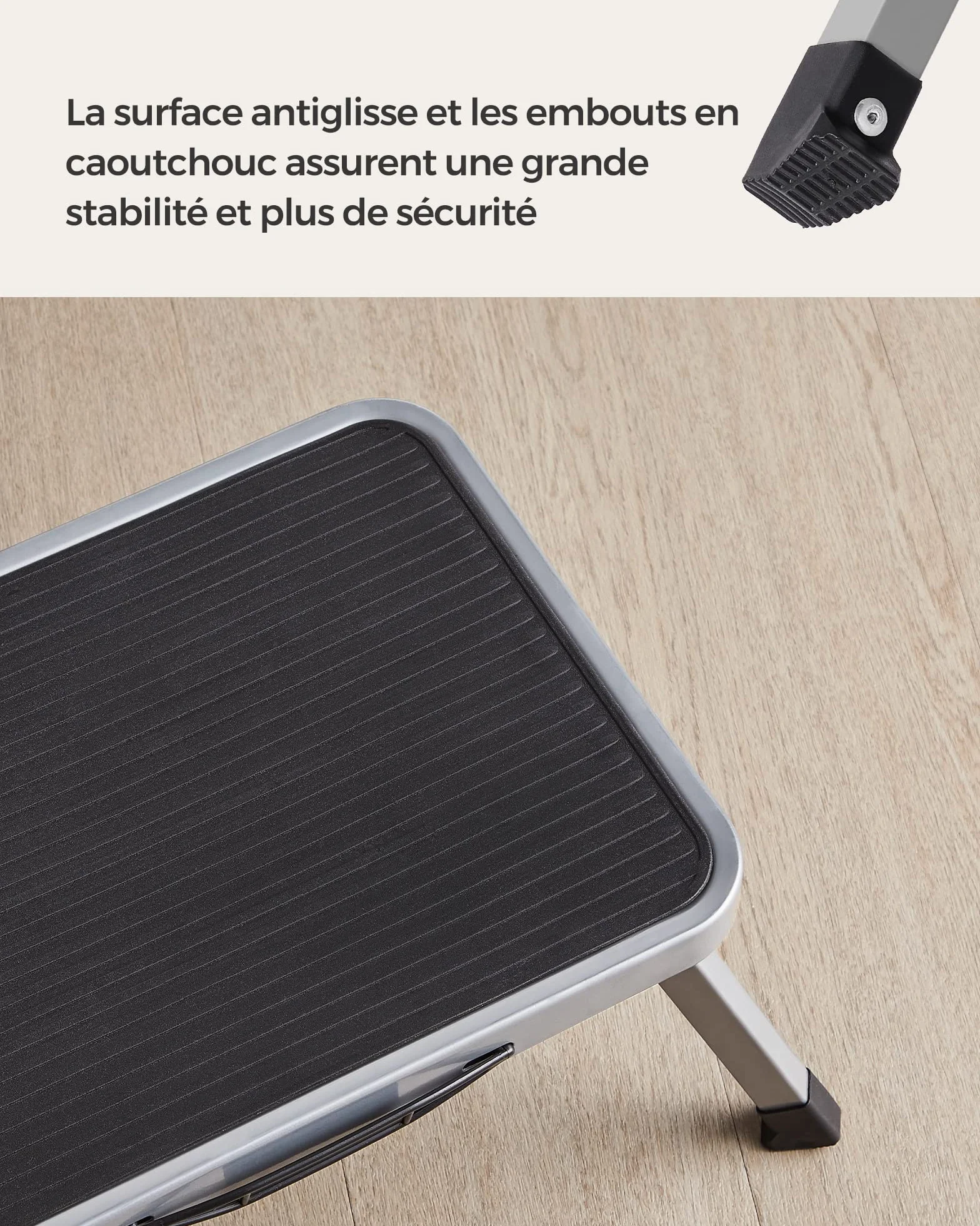 SONGMICS Marchepied Pliable Escabeau Acier 150 kg 32 x 44 x 17,5 cm Gris