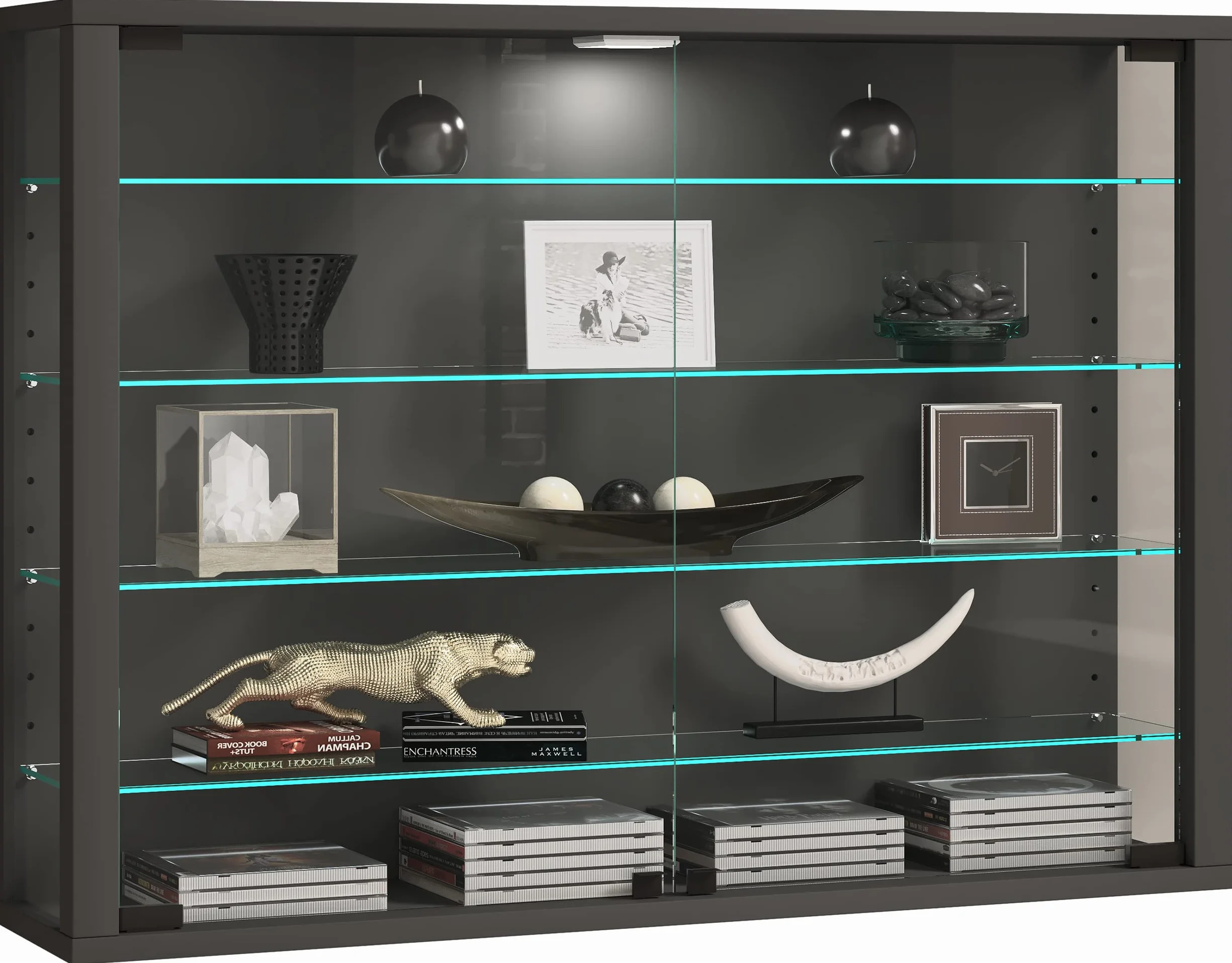 VCM Vitrine Murale en Verre Suspendue Vitrosa L Anthracite