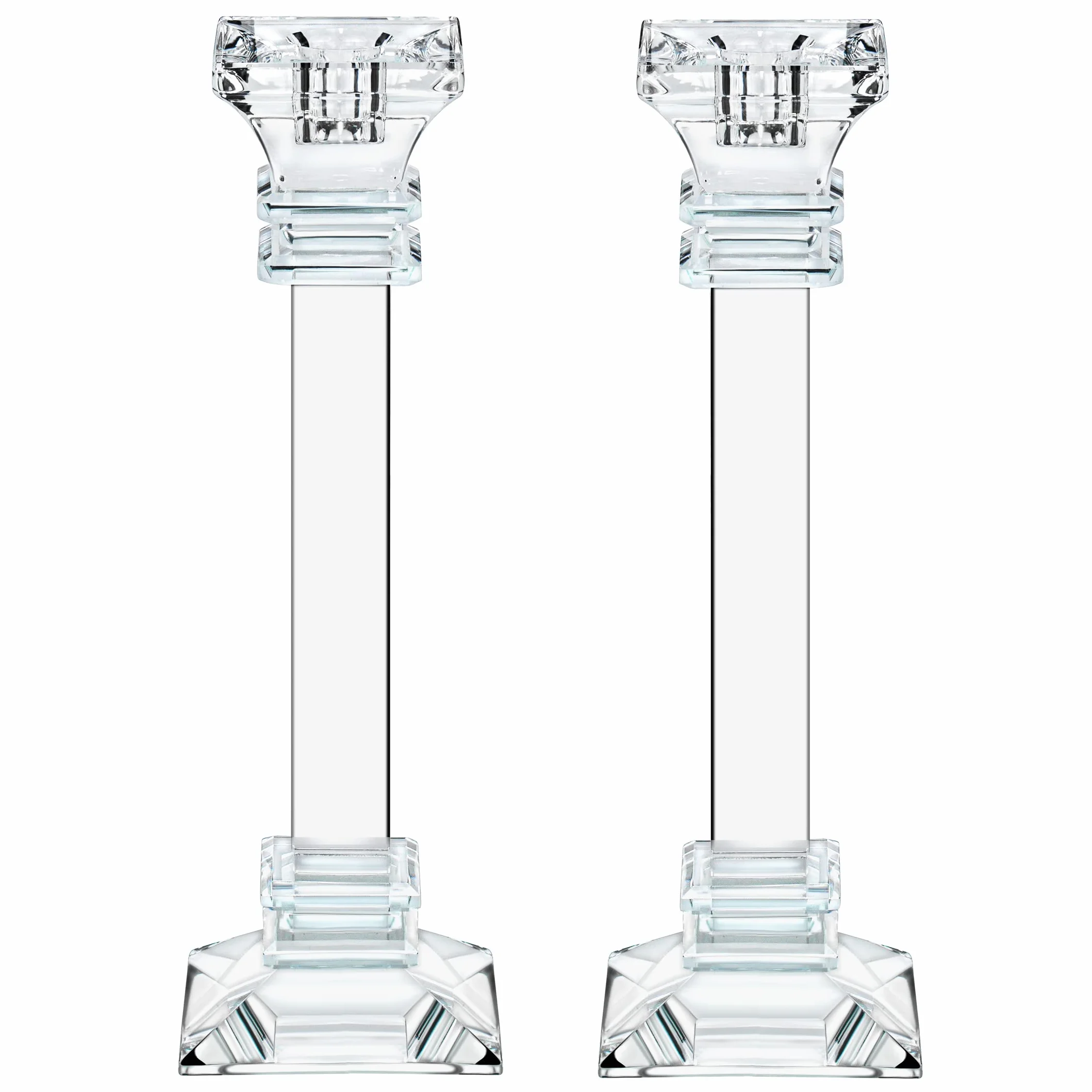 Lot de 2 bougeoirs en Cristal de 30 cm de Haut – Décoration d'intérieur Ultra élégante et Moderne