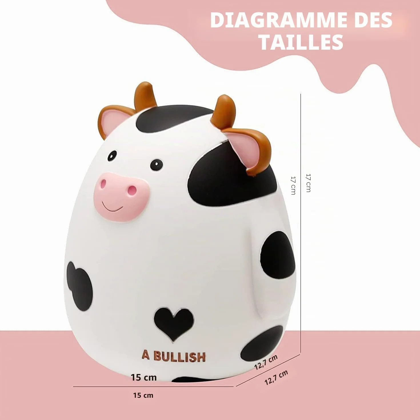 Tirelire Vache pour Enfants Incassable Cadeau Créatif Anniversaire Naissance Noël Blanc
