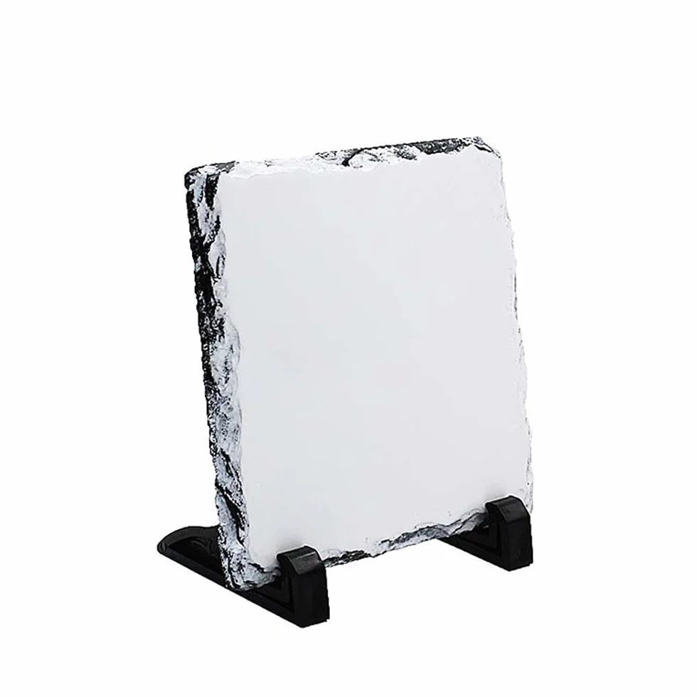 MR.R Sublimation Blanks Square Rock Slate Photo Plaque Cadre Photo Personnalisé Mariage Anniversaire Naissance Bébé 20x20cm