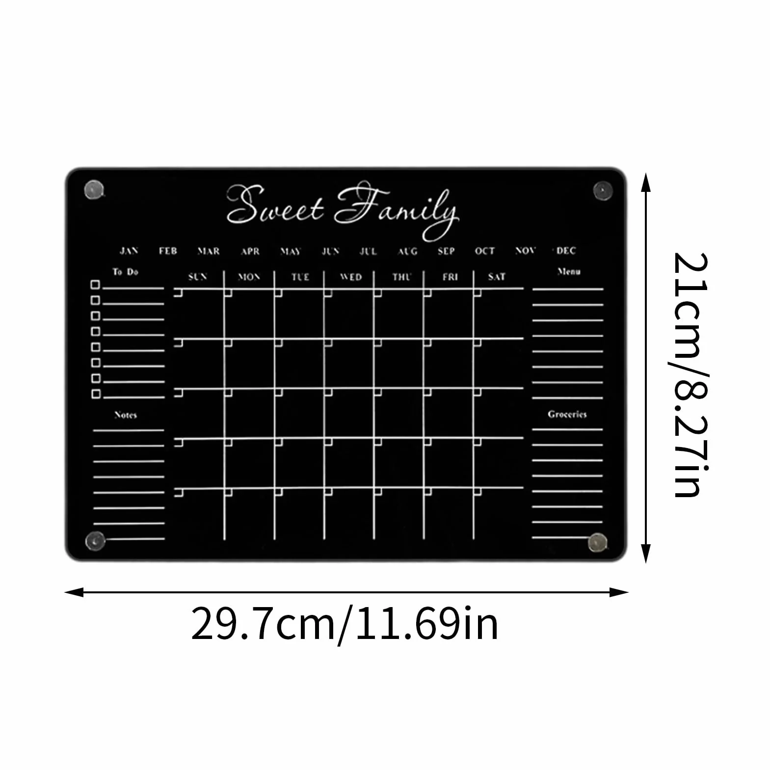 Calendrier Magnétique pour Frigo Planificateur avec 6 Marqueurs Effaçables