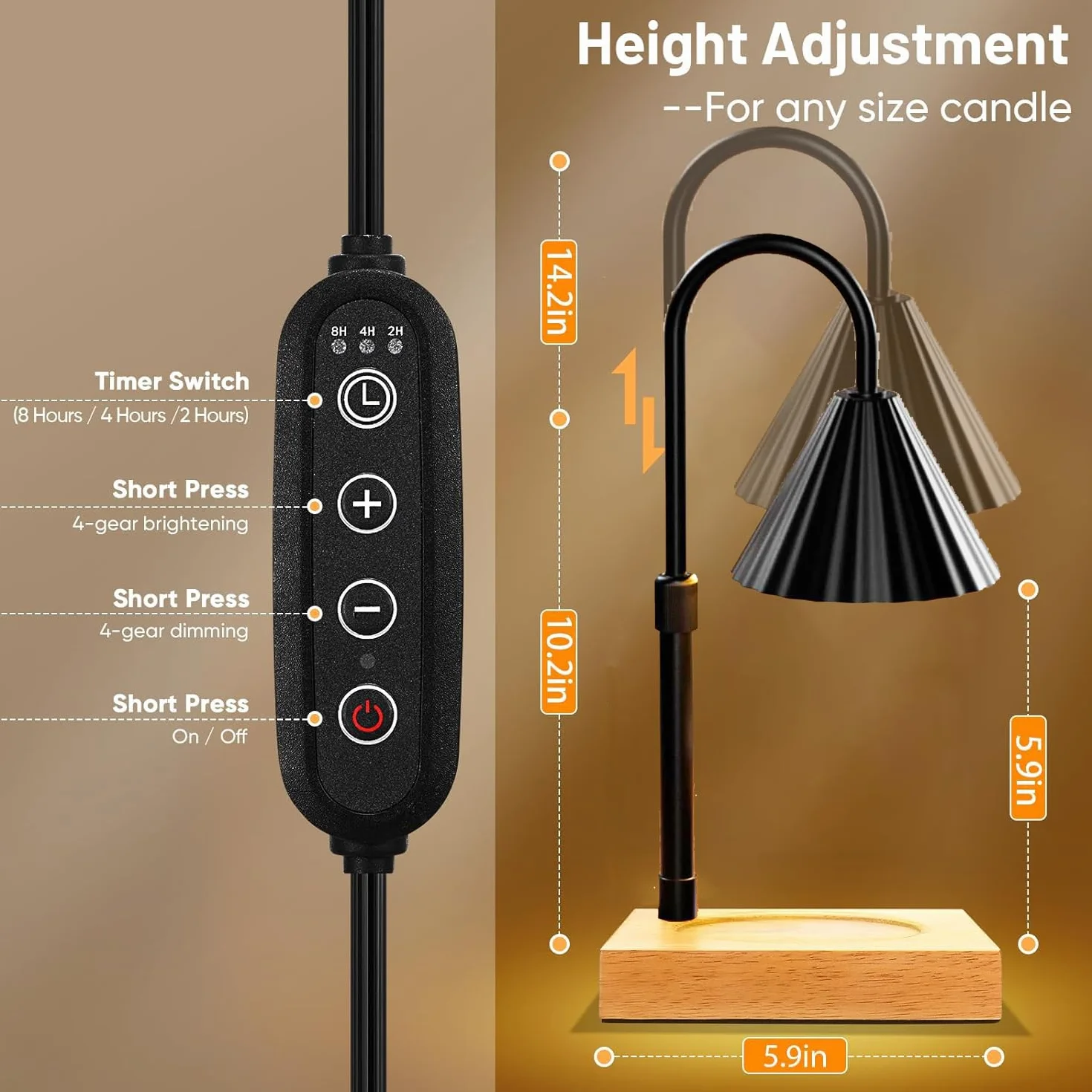Lampe Chauffe-Bougie, Lampe Parfumée avec Minuterie et Variateur, Candle Warmer Lamp électrique, Lampe Bougie pour Cadeaux Chambre Bureau Yoga Décoration