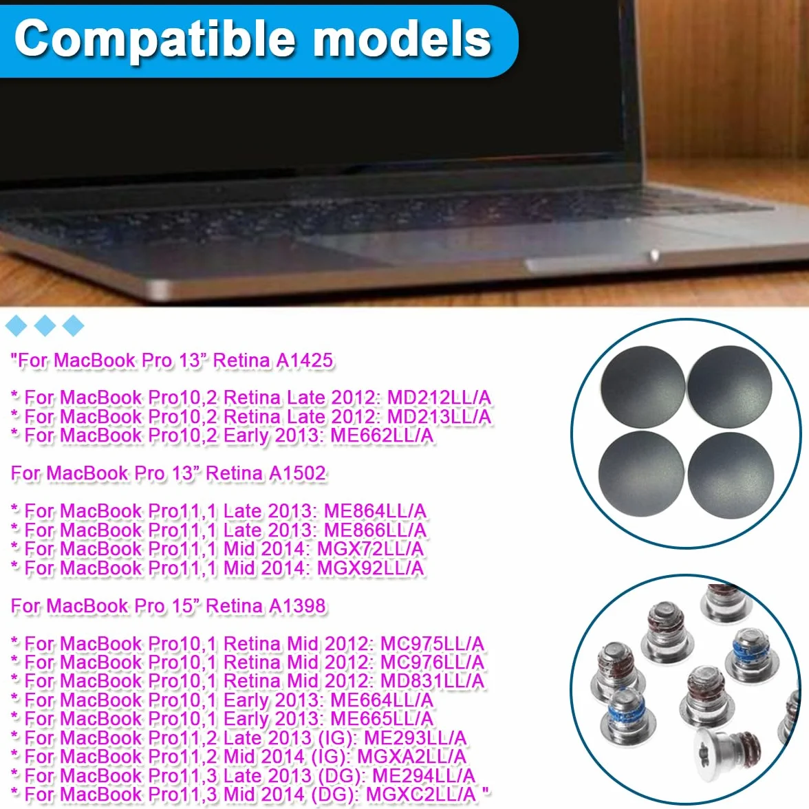 31 szt. podstawa podstawa gumowa obudowa stopka i śruby zestaw zamiennik do MacBook Pro 13 "15" A1425 A1502 A1398 2012 2013 2014 rok 2015 (śrubokręt P5)