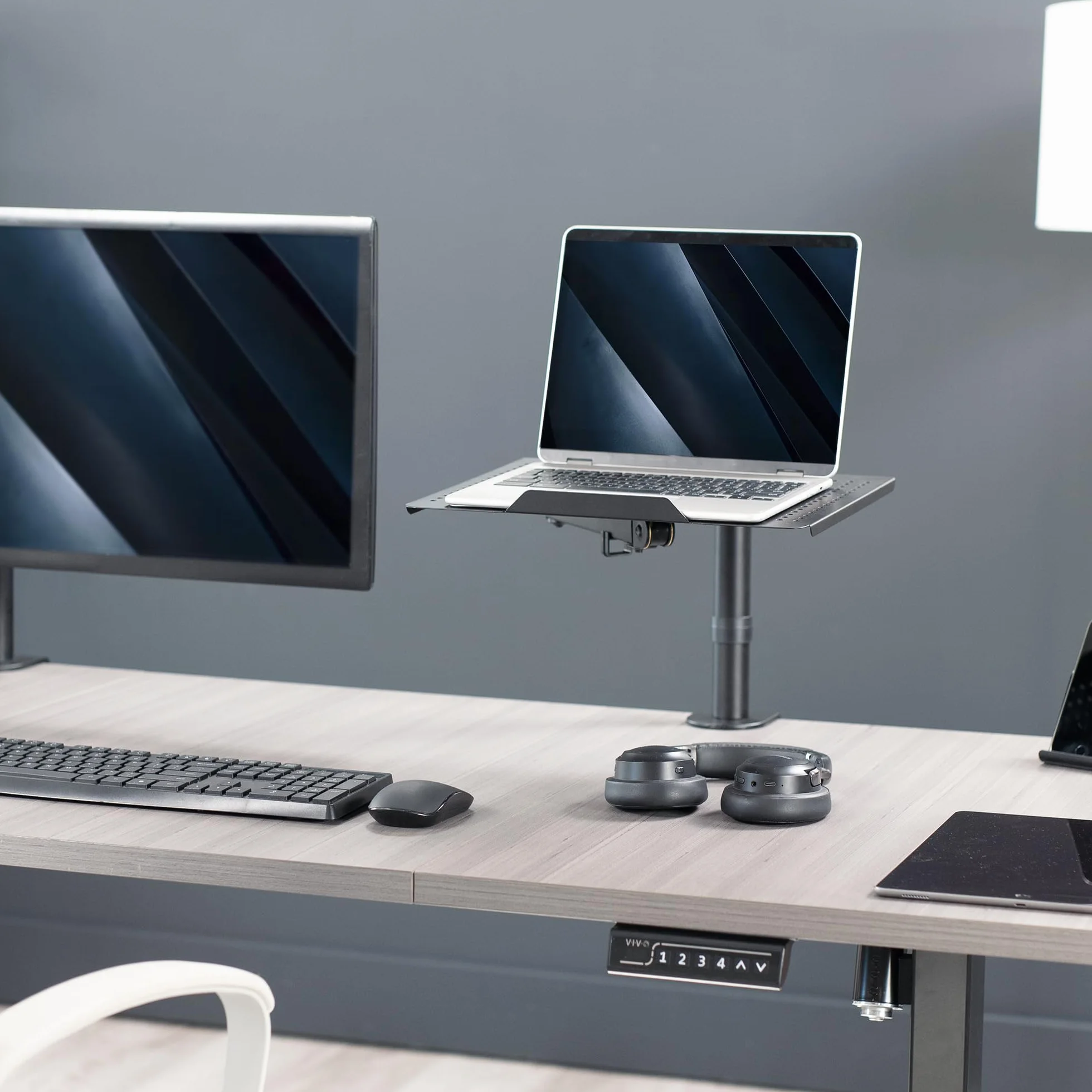 VIVO Pojedynczy stojak na biurko na laptopa - w pełni regulowane przedłużenie z zaciskiem C (STAND-V001L)
