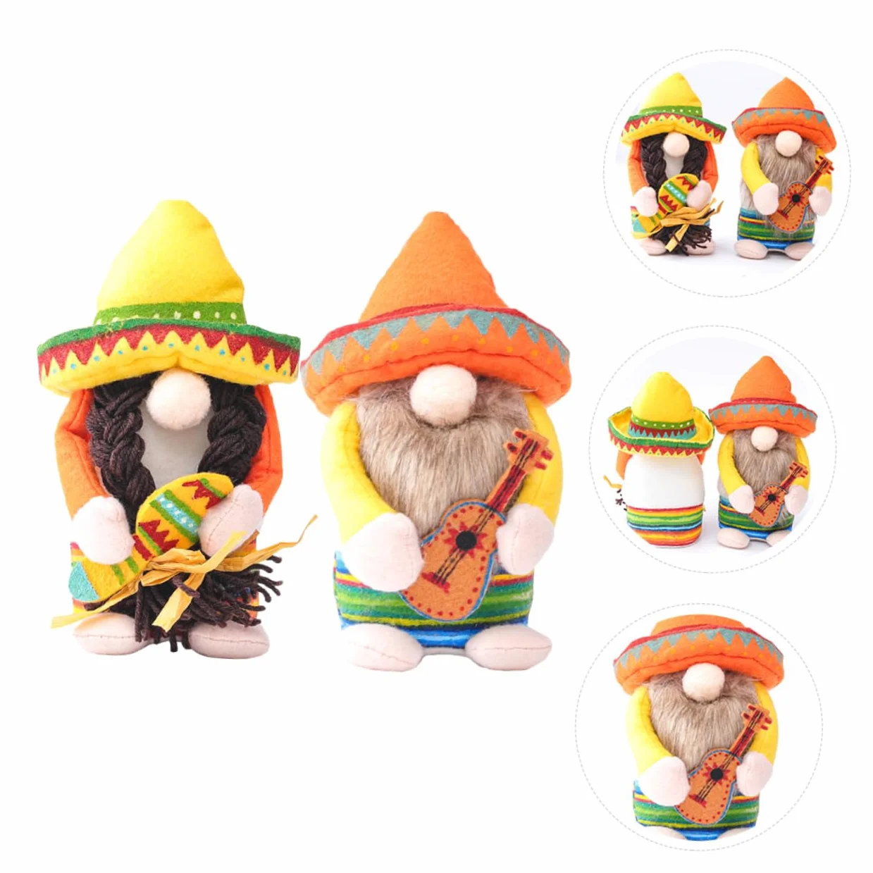 Cabilock 2 pièces Poupées Mexicaines avec Sombrero Ensemble De Jouets Festifs pour Décoration Et Jeux