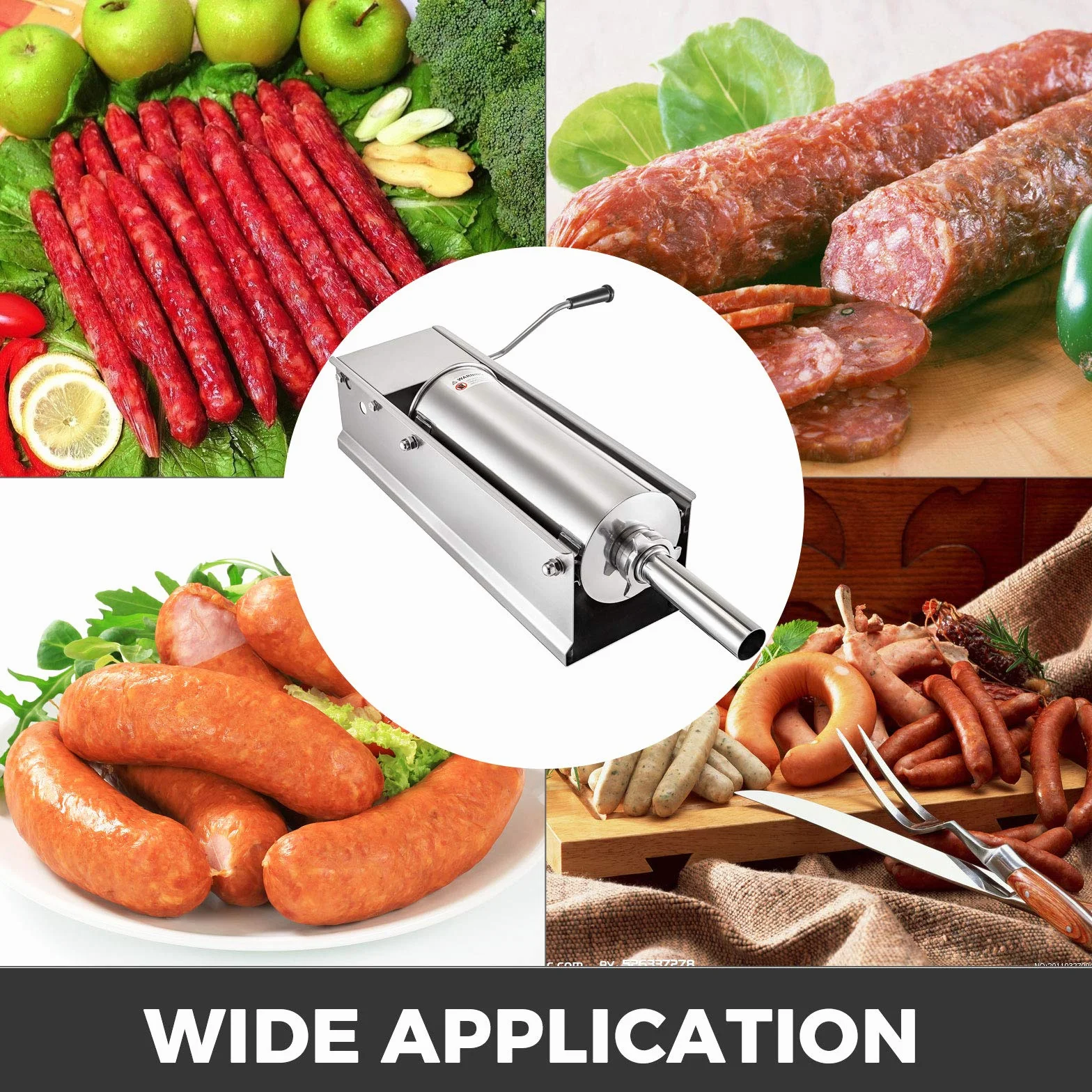 VEVOR Manual Sausage Stuffer, 7 L / 15 LBS Horizontal Sausage Machine, Dual-Speed Meat Stuffer, Made of Food-Grade 304 Stainless Steel, Includes 5 Stuffing Tubes, for Home Kitchen Restaurant Commercia