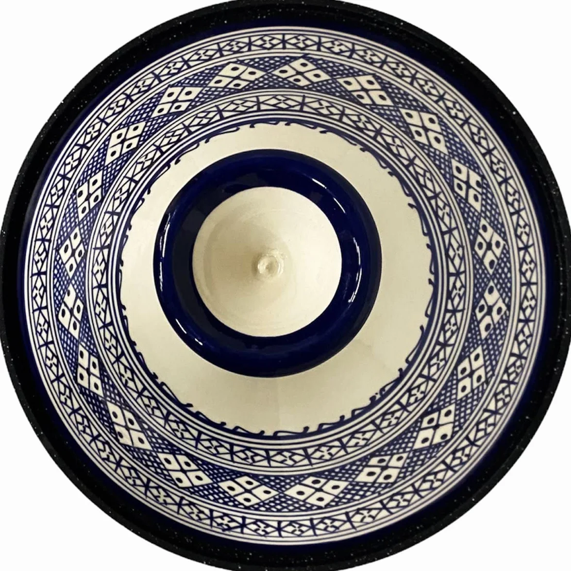 Tajine Fes Ø30cm - Induction – Céramique colorée faite à la main – blanc/bleu