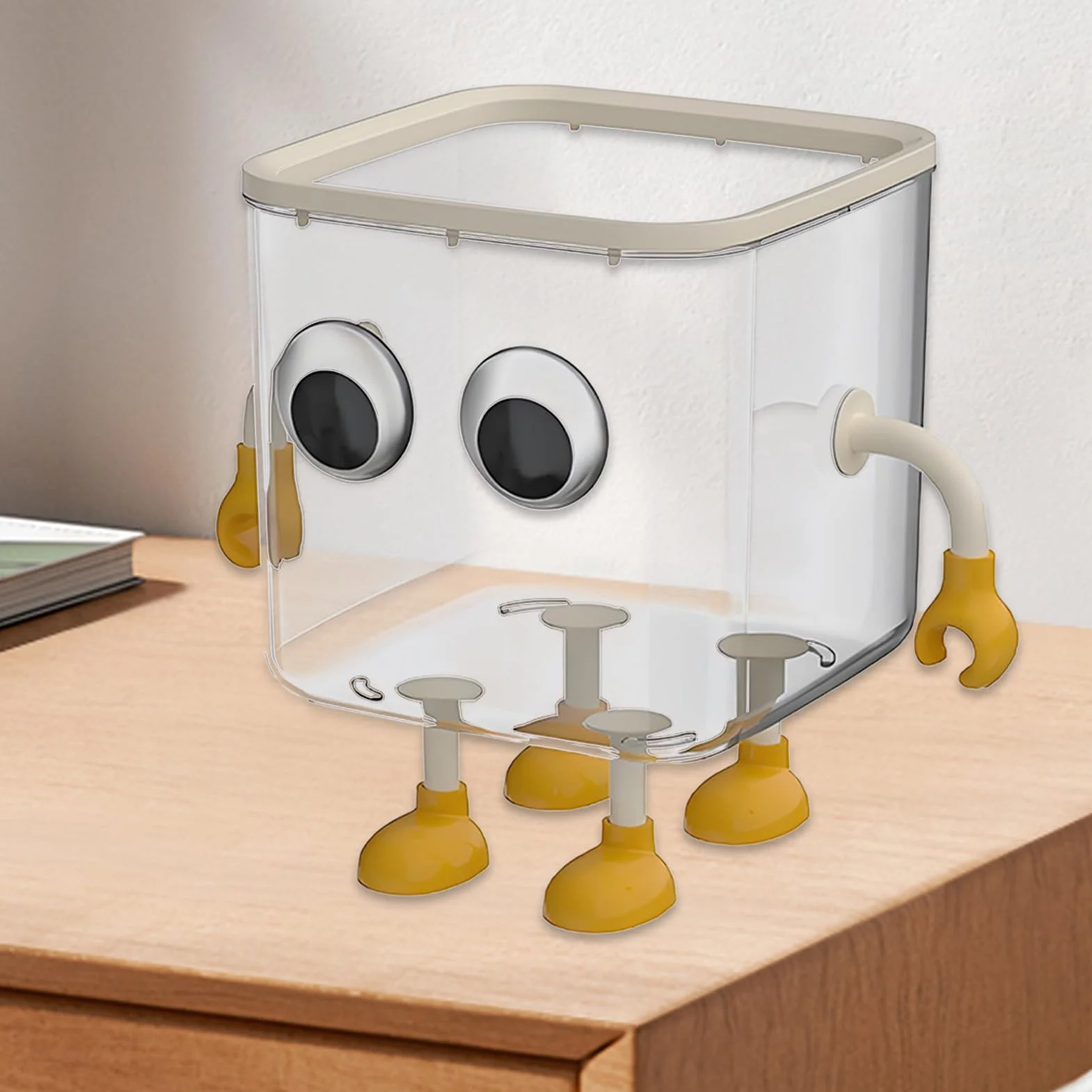 Poubelle de Bureau Mignonne Transparente, Panier de Rangement Compact pour Salle de Bain