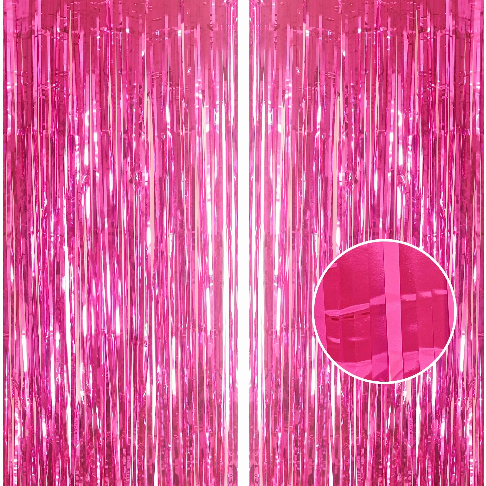 Rideaux à franges lamé pailleté rose vif 0,98 x 2,53 m lot de 2 pour porte décoration fête anniversaire