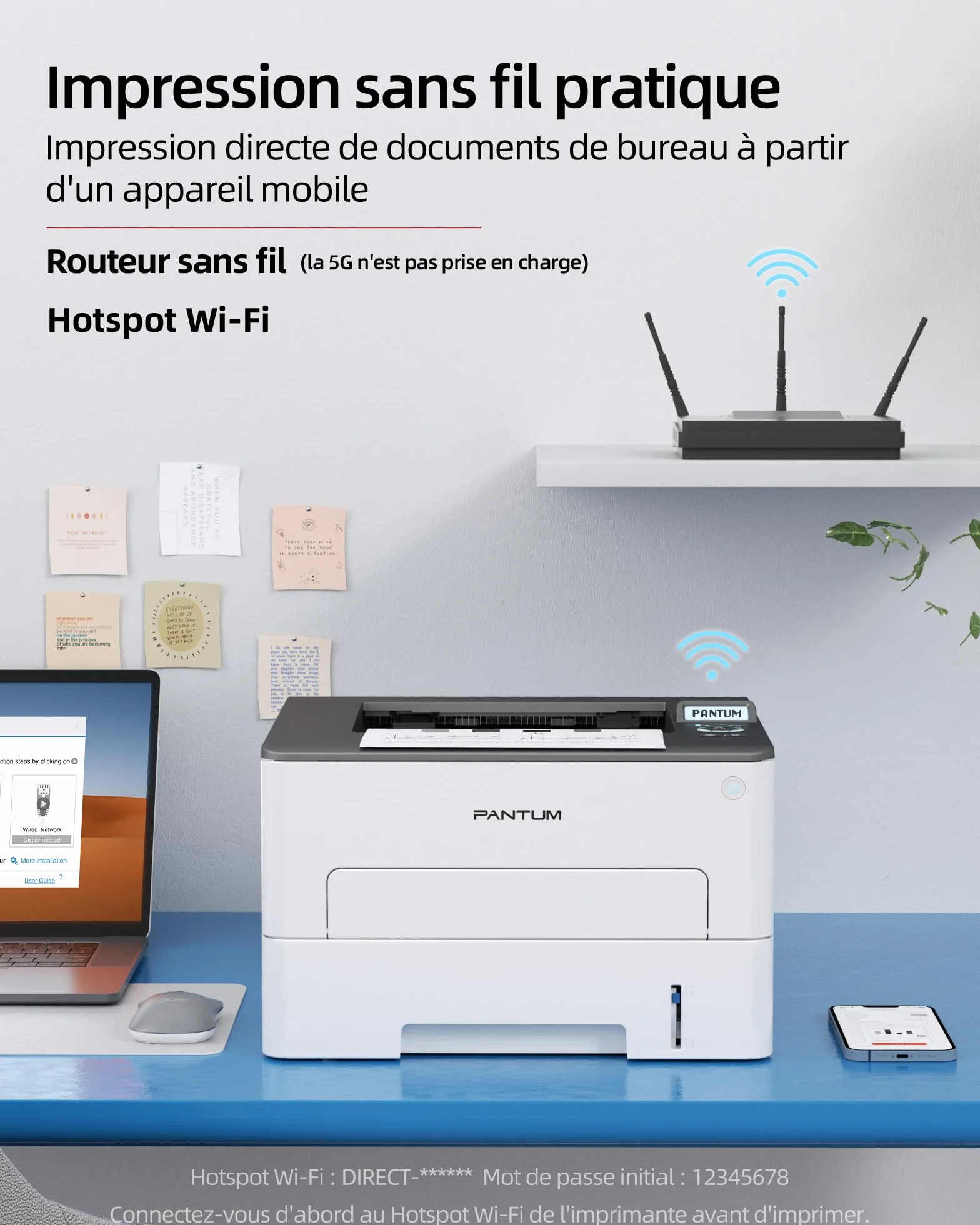 PANTUM P3018DW Imprimante Laser WiFi Recto Verso Automatique Noir et Blanc 30ppm