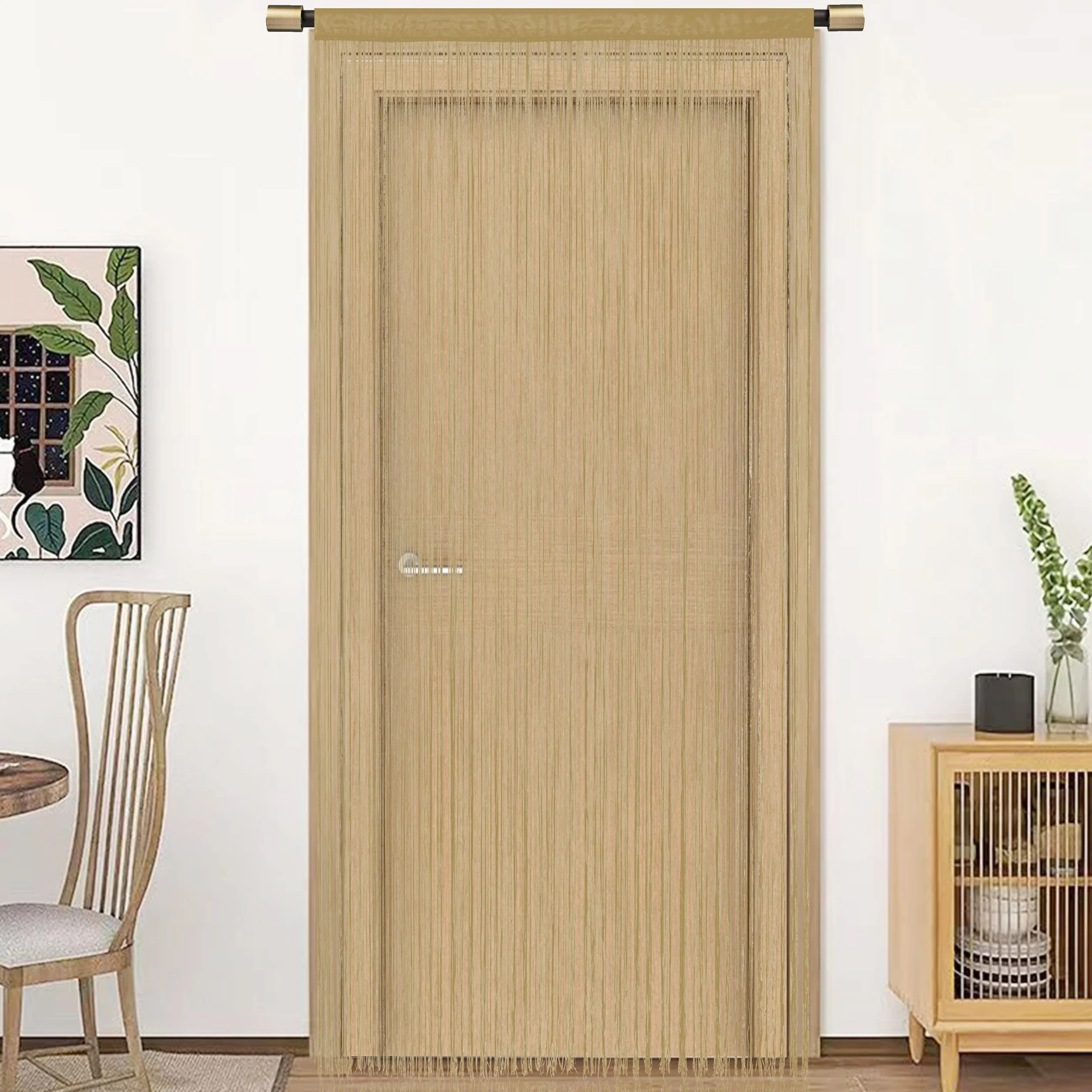 Rideau Simple pour fenêtre 90x200cm Écru Profond String Porte