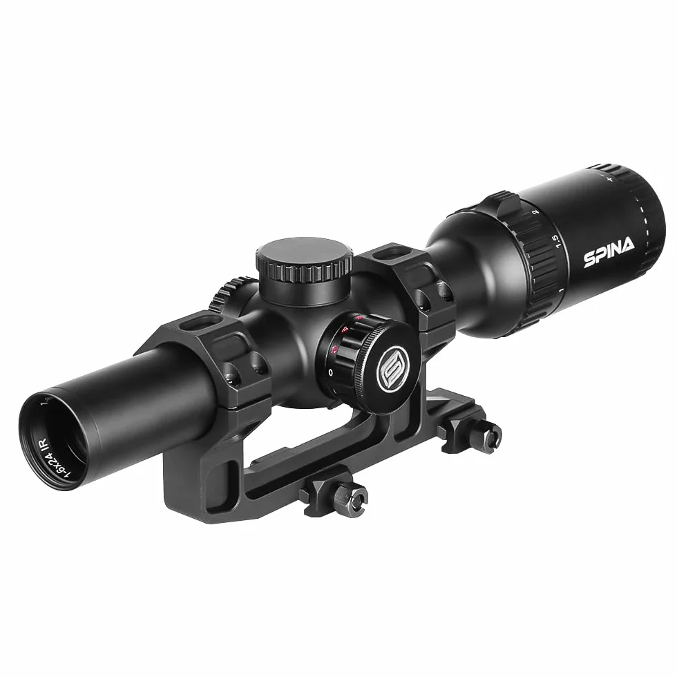 SPINA OPTICS Luneta taktyczna 1-6x24 LPVO luneta druga luneta ogniskowa czerwono-zielona podświetlana z przesuniętym mocowaniem lunety (z mocowaniem 301)