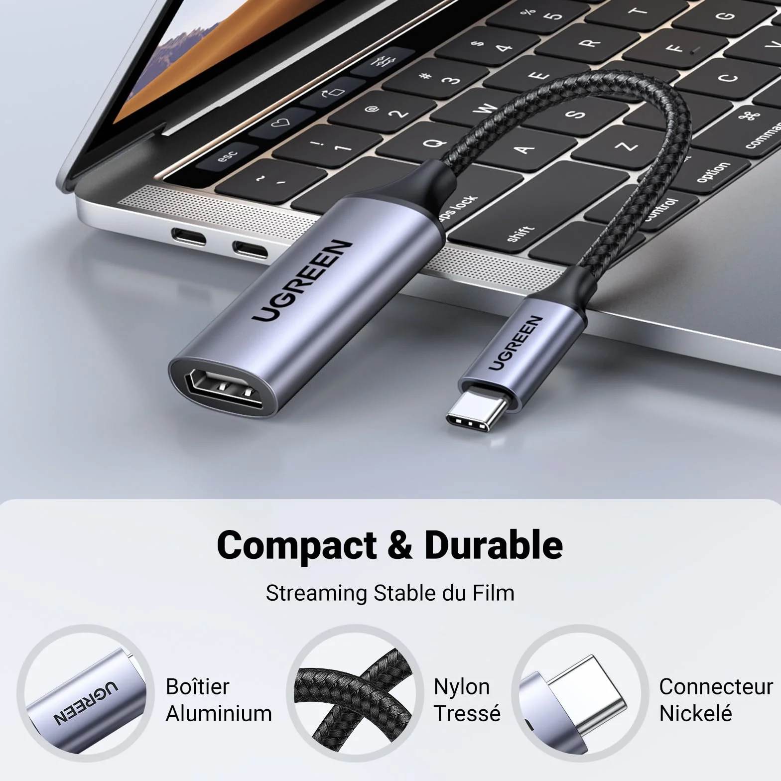UGREEN Adaptateur USB C vers HDMI Femelle 4K 60Hz HDMI 2.0 Thunderbolt 4