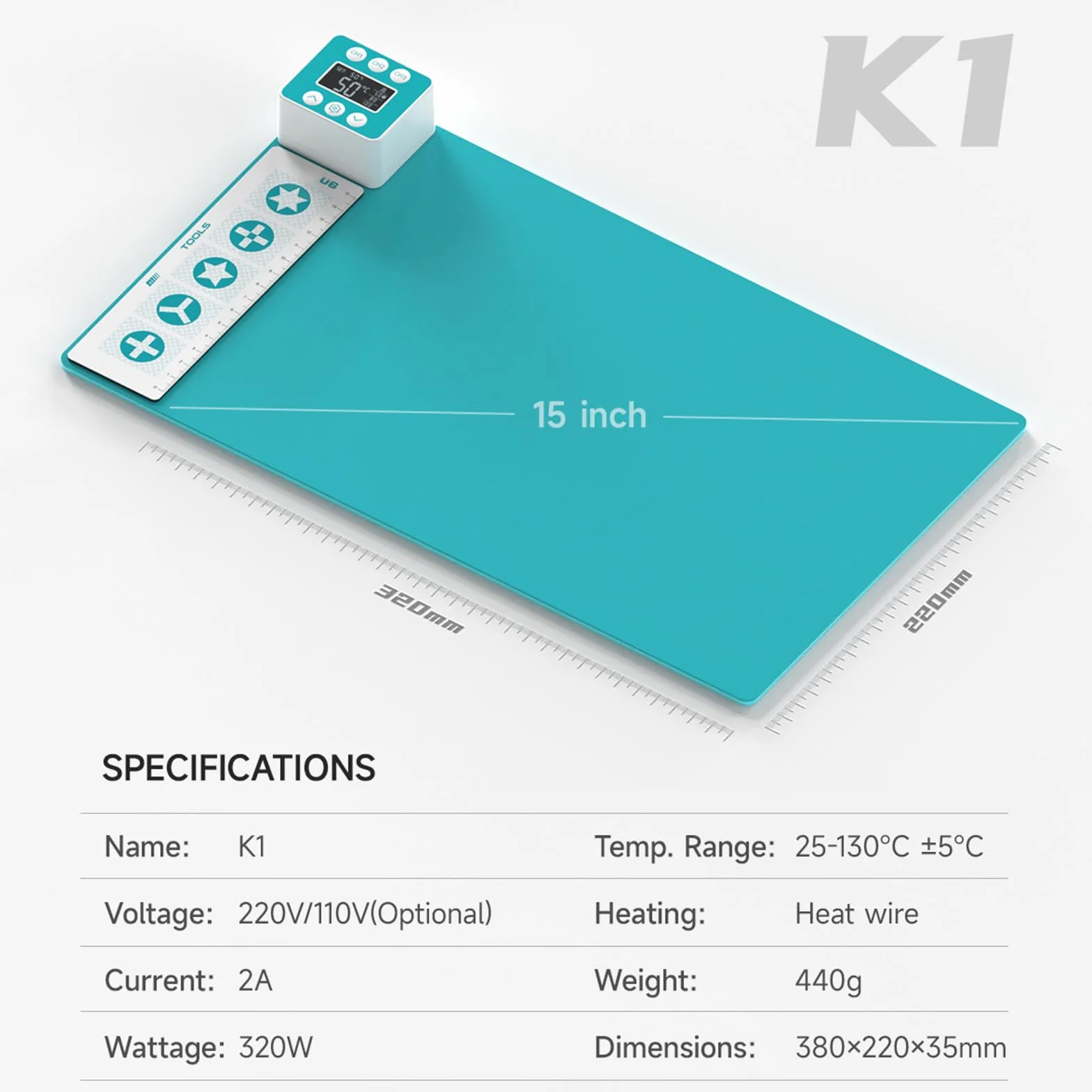 Płyta grzewcza do ekranów, separator ekranu, płyta grzewcza do telefonu komórkowego, płyta grzejna, naprawa telefonu komórkowego smartfona i tabletu, 25-130°C, z kablem sieciowym UE (38 x 22 x