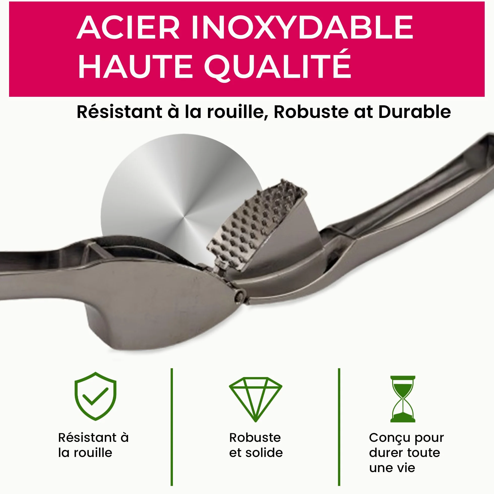 Presse Ail Professionnel - Hachoir Manuel & Écrase Ail - Garlic Press Crusher - Coupe Râpe - Ustensiles Cuisine