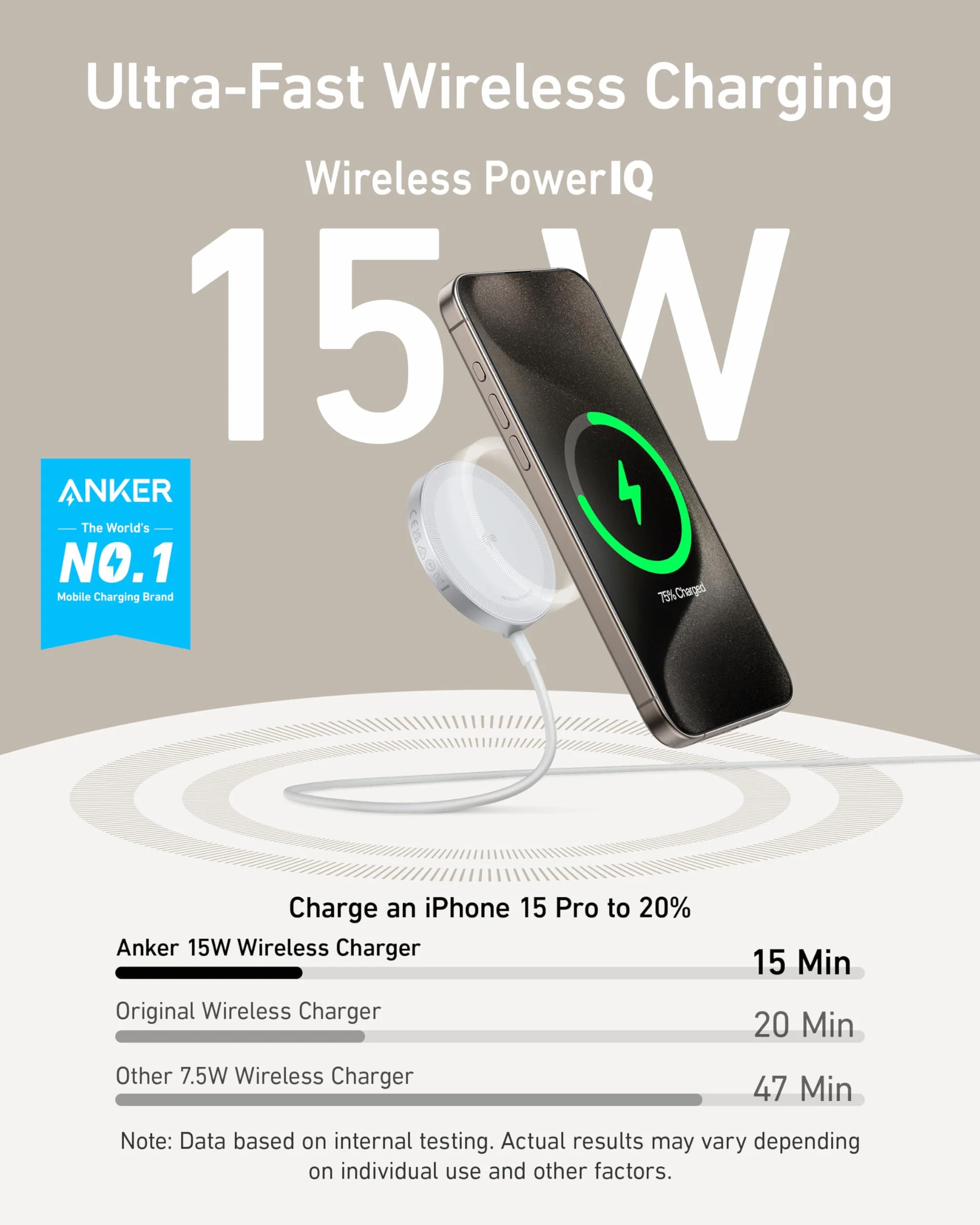Anker MagGo Magnetyczna ładowarka bezprzewodowa (pad), 15 W Qi2 do MagSafe, do iPhone 16/16 Pro/16 Pro Max/16 Plus/15/14/13/12 (bez zasilacza)