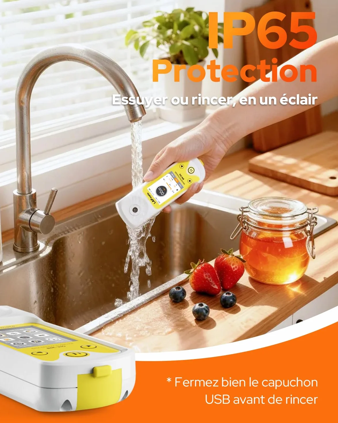 Réfractomètre Brix Numérique avec CTA pour la Vinification et la Brasserie Domestique, 0-95% Brix Refractometre Sucre pour le jus de café, le miel et le sirop d'érable