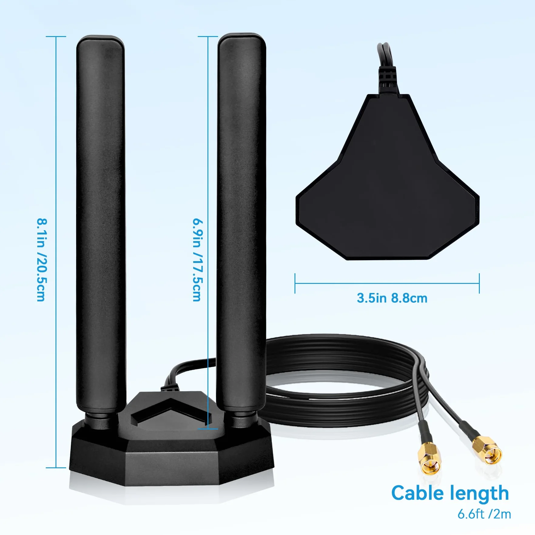 Antena 4G LTE/5G Sub-6 SMA TS9 męski szerokopasmowy 8dbi 600-3980MHz antena radiacyjna z podstawą magnetyczną, kabel 2 metry Kompatybilny z routerem 5G 4G LTE
