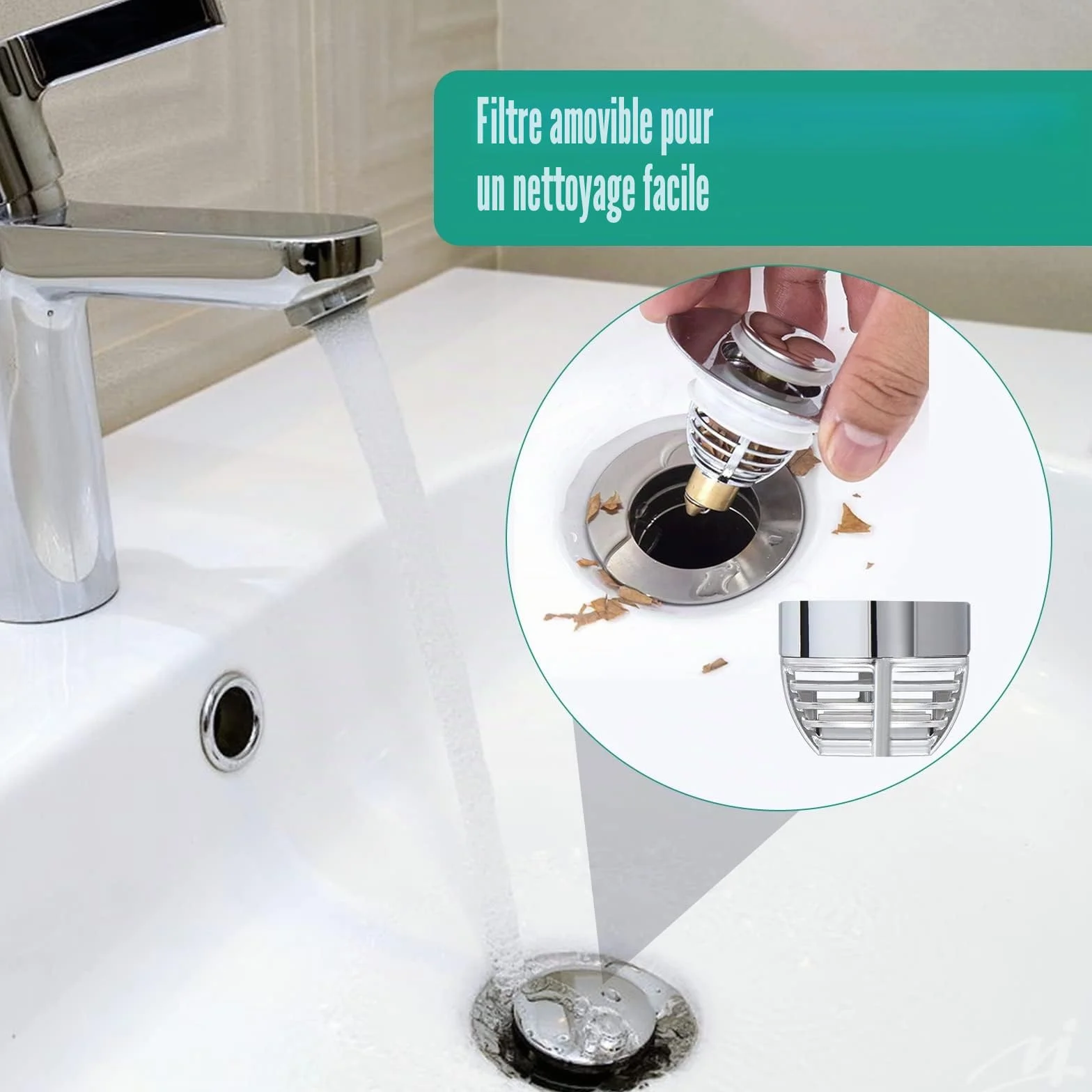 Diboniur Bonde Lavabo Universel, Bouchon Pop-Up avec 2 Joints 32-42mm