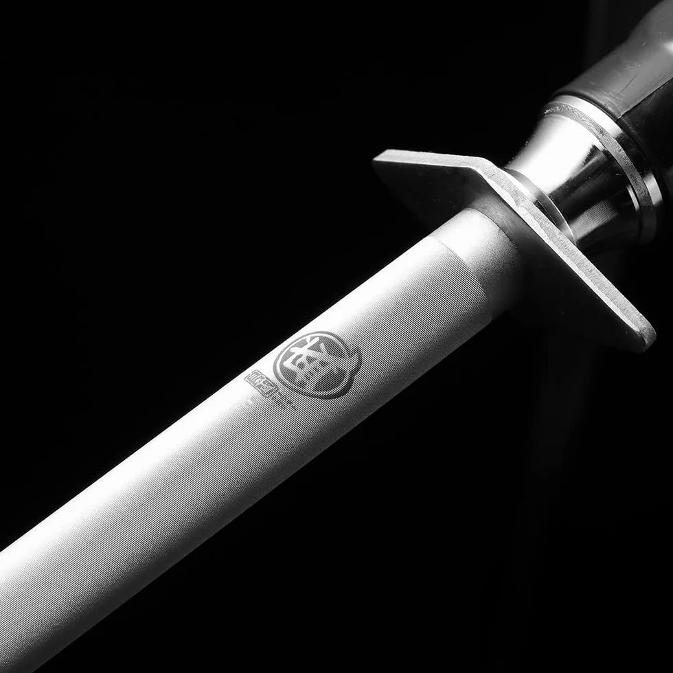 Fusil à Aiguiser Diamant Japonais MITSUMOTO SAKARI 40 cm Plat Professionnel avec Manche ABS et Aimant Puissant