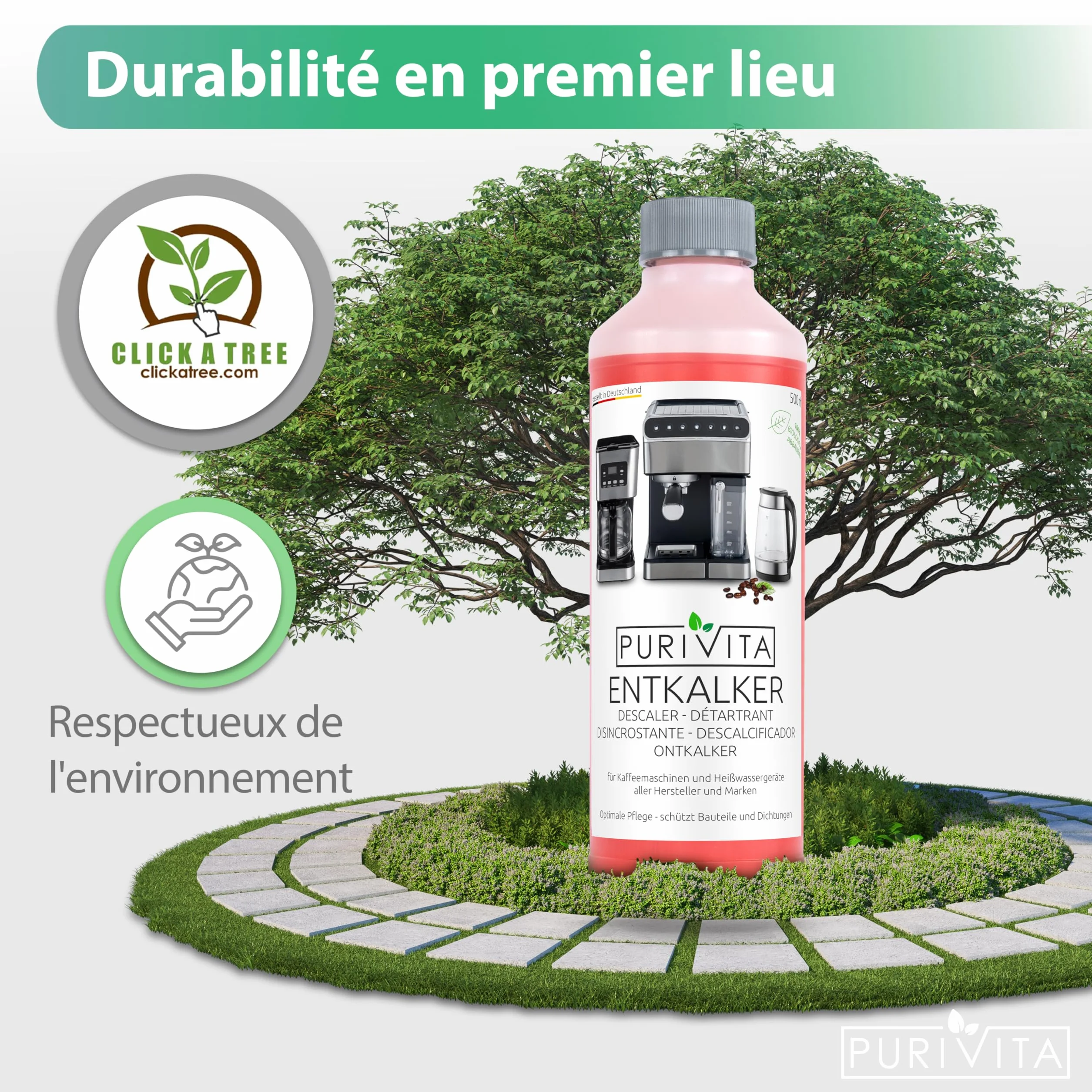 PURIVITA® Détartrant Machine à Café 500ML Anti Calcaire Compatibilité Universelle Anticalcaire