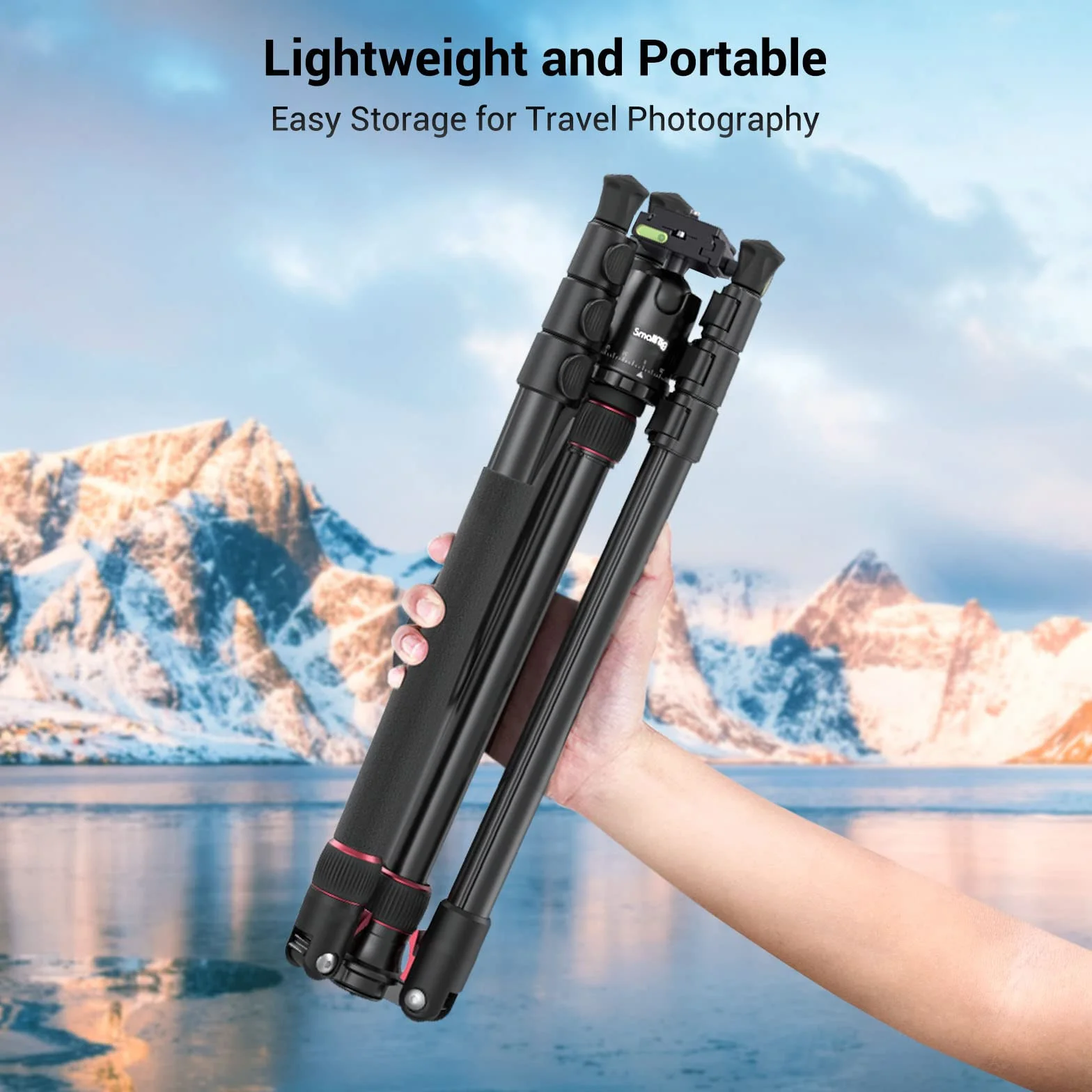 SMALLRIG 71" statyw fotograficzny, składany aluminiowy statyw, zdejmowana głowica kulowa 360° i płytka szybkiego zwalniania, z zaciskiem do smartfona, ładowność 15 kg 33lb, 71in/180cm - 3935