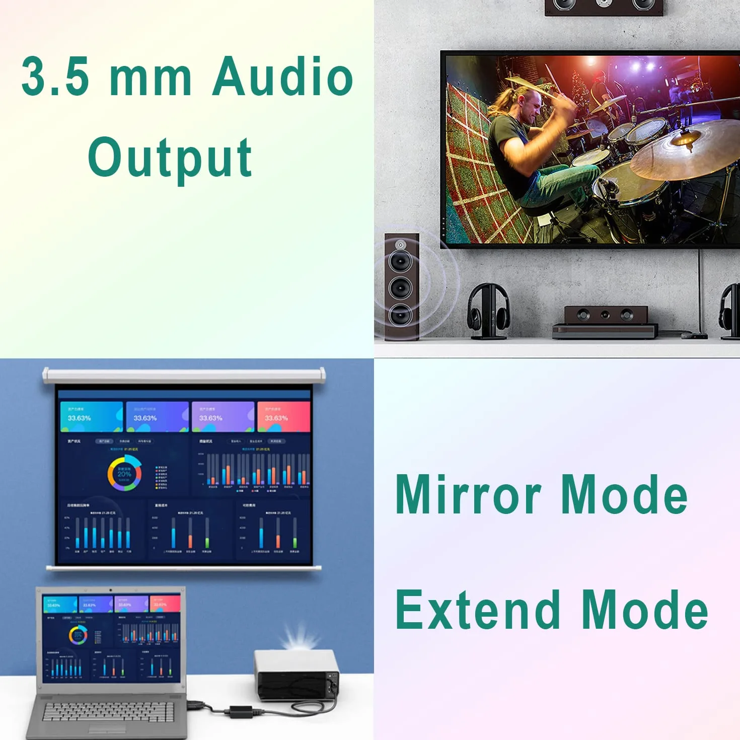 Adaptateur VGA vers HDMI 1080P Convertisseur VGA mâle vers HDMI femelle pour PC Ordinateur Portable Moniteur HDTV