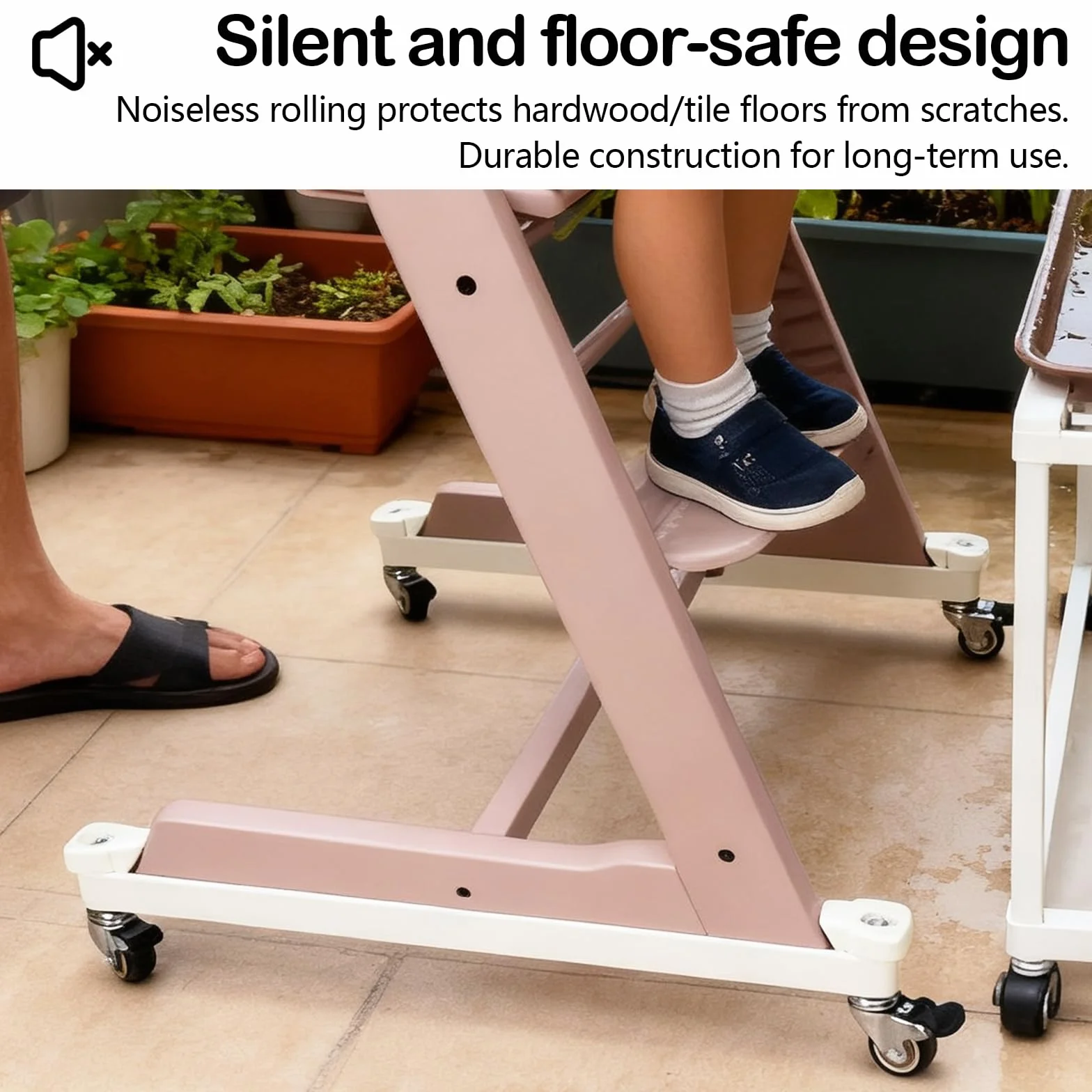 Roulette Compatible avec Stokke Tripp Trapp, Silencieuses Roulette Rotation à 360 Degrés Sans Rayures avec Verrous de Sécurité pour Tous les sols