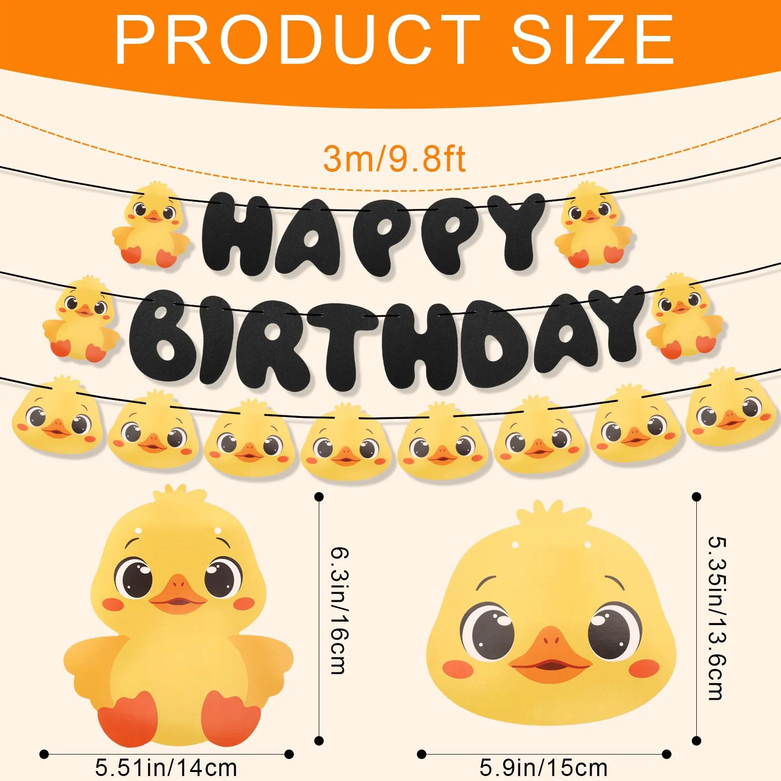 Bannière d'Anniversaire Forme Canard 3m Décorations Fête Suspendre Toile Fond Photo Accessoires Thème Canard Baby Shower