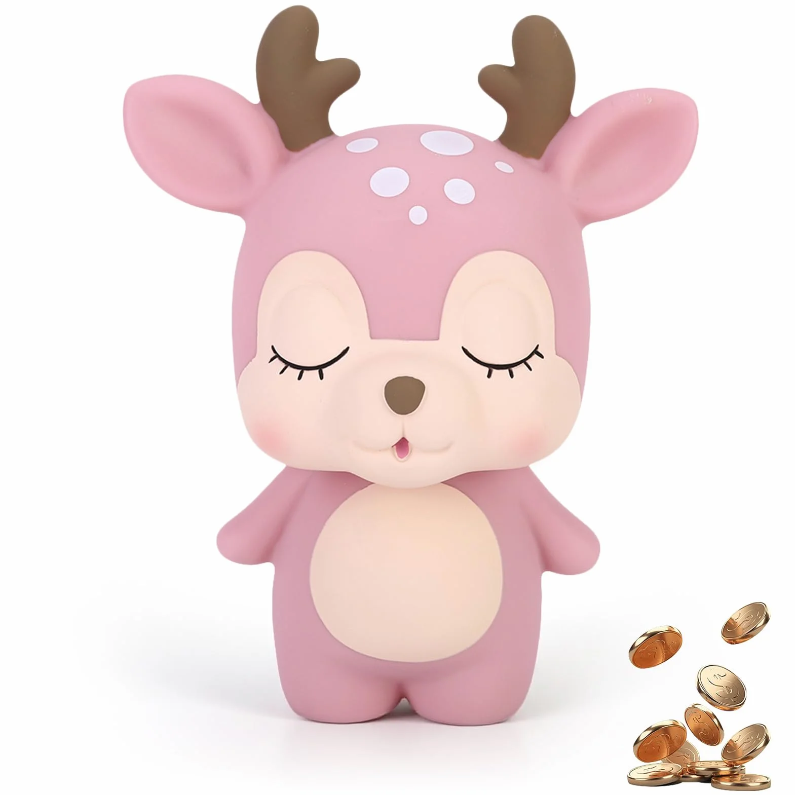 Tirelire Cerf Rose Plastique Décoration Chambre Filles Enfants