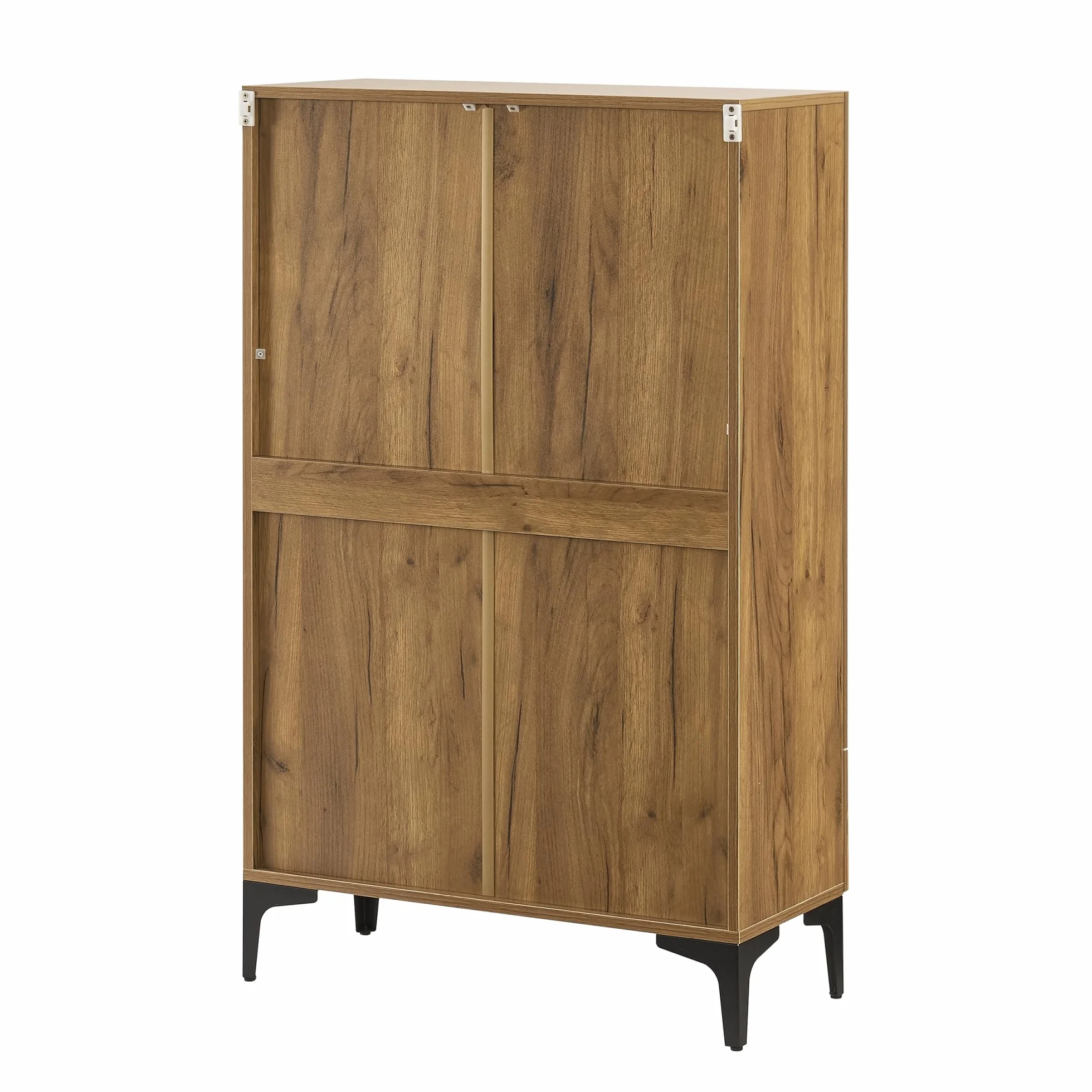 [en.casa] Armoire Vitrée Meuble de Rangement Bibliothèque Vaisselier Buffet Élégante pour Salon Cuisine Chambre Salle à Manger Panneau de Particules Verre 115 x 70 x 31 cm Effet Chêne