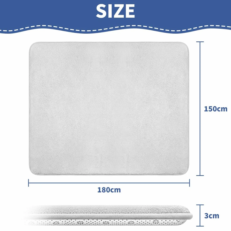 Vicloon Tapis d'éveil et de Jeux 3cm 150x180cm Antidérapant Flanelle Gris