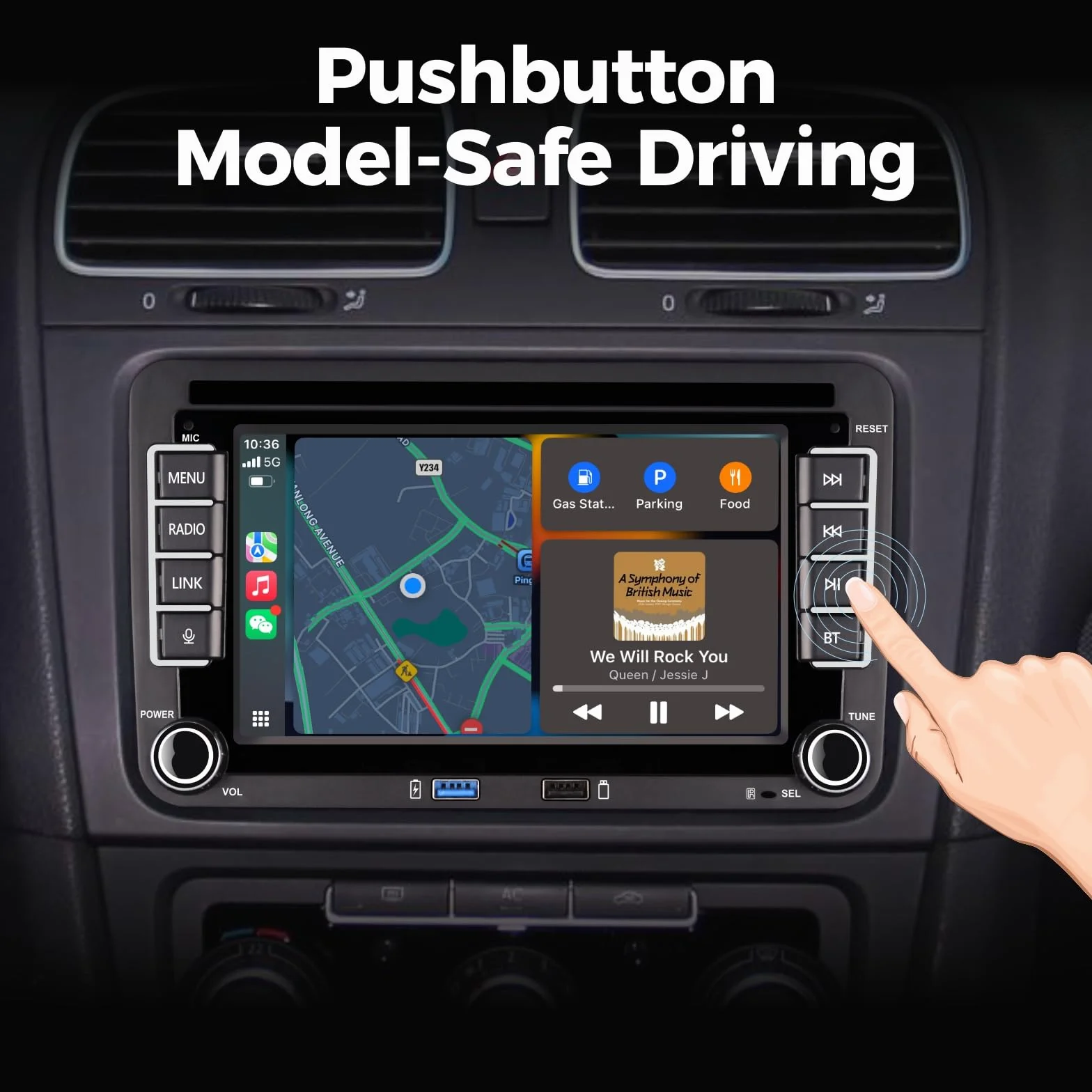 Radio samochodowe Plug & Play kompatybilne z VW Golf 5 6 Passat Jetta Polo RCD330 z CarPlay Android Auto bezprzewodowe Bluetooth radio FM