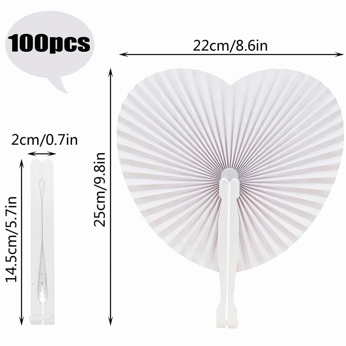 Lot de 100 Décoration Mariage Eventails Blancs, Décoration Mariage Champêtre, Cadeau Invités, Accessoires de Fête